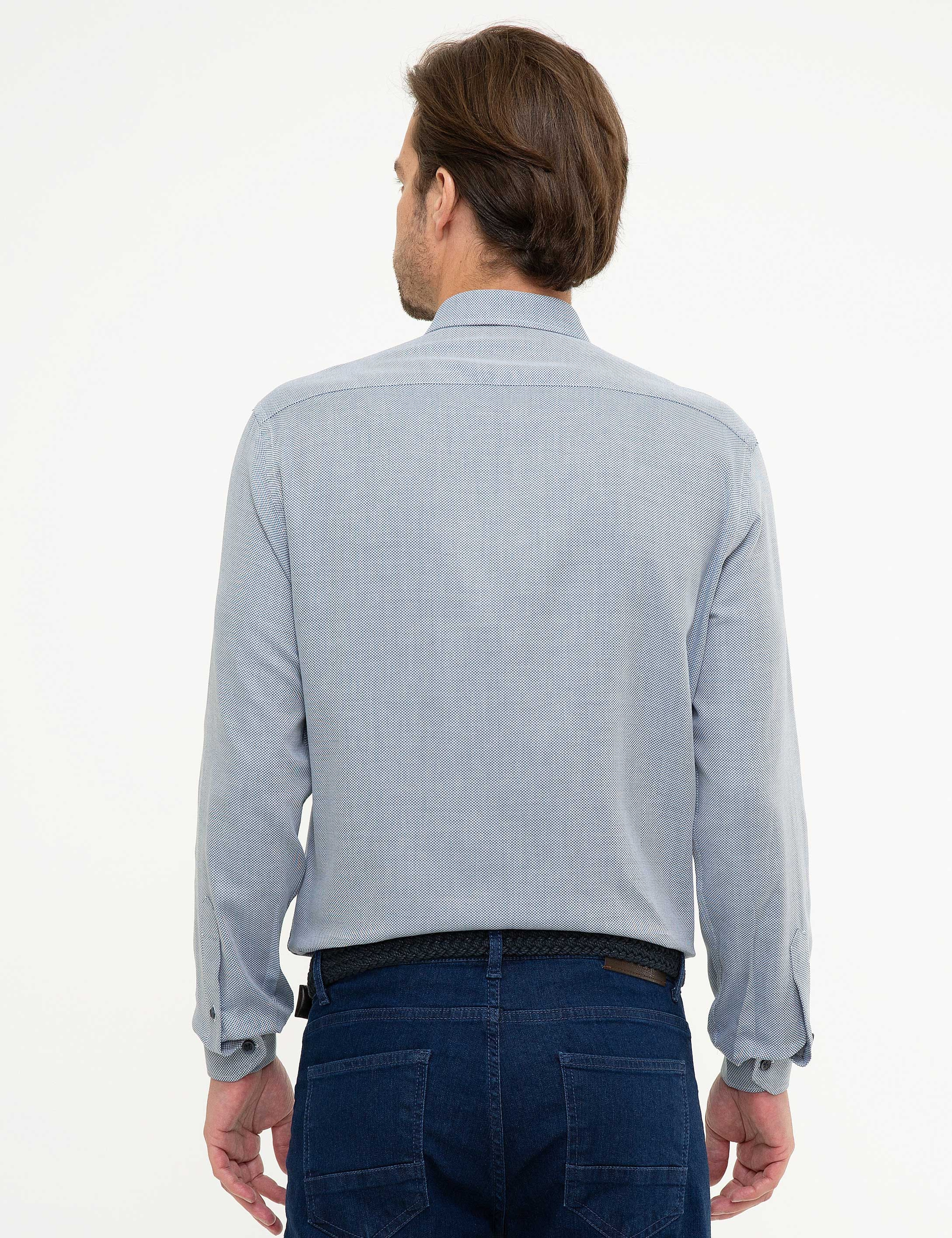 Lacivert Slim Fit Uzun Kollu Gömlek - Image 3