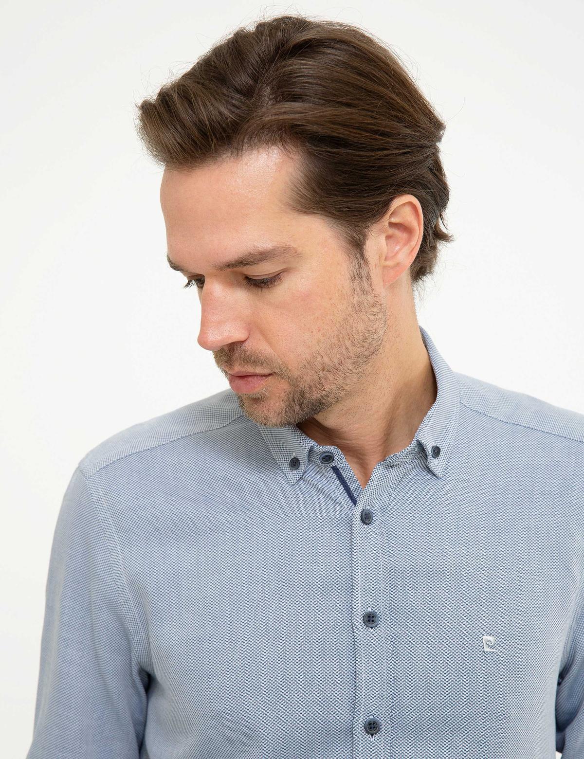 Lacivert Slim Fit Uzun Kollu Gömlek