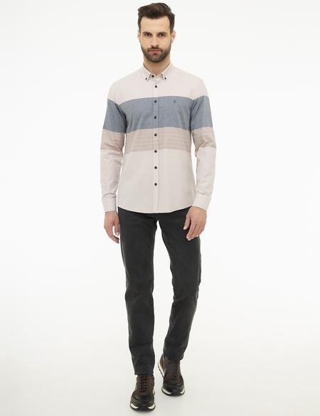 Bej Slim Fit Gömlek - 50219469001