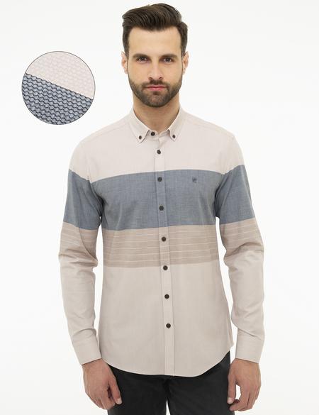 Bej Slim Fit Gömlek - 50219469001