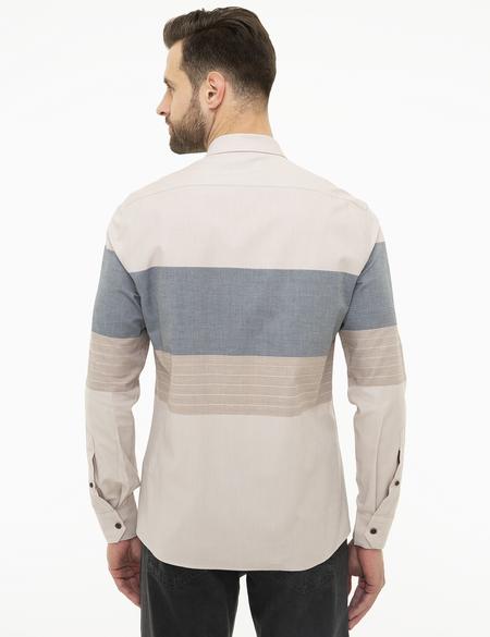 Bej Slim Fit Gömlek - 50219469001