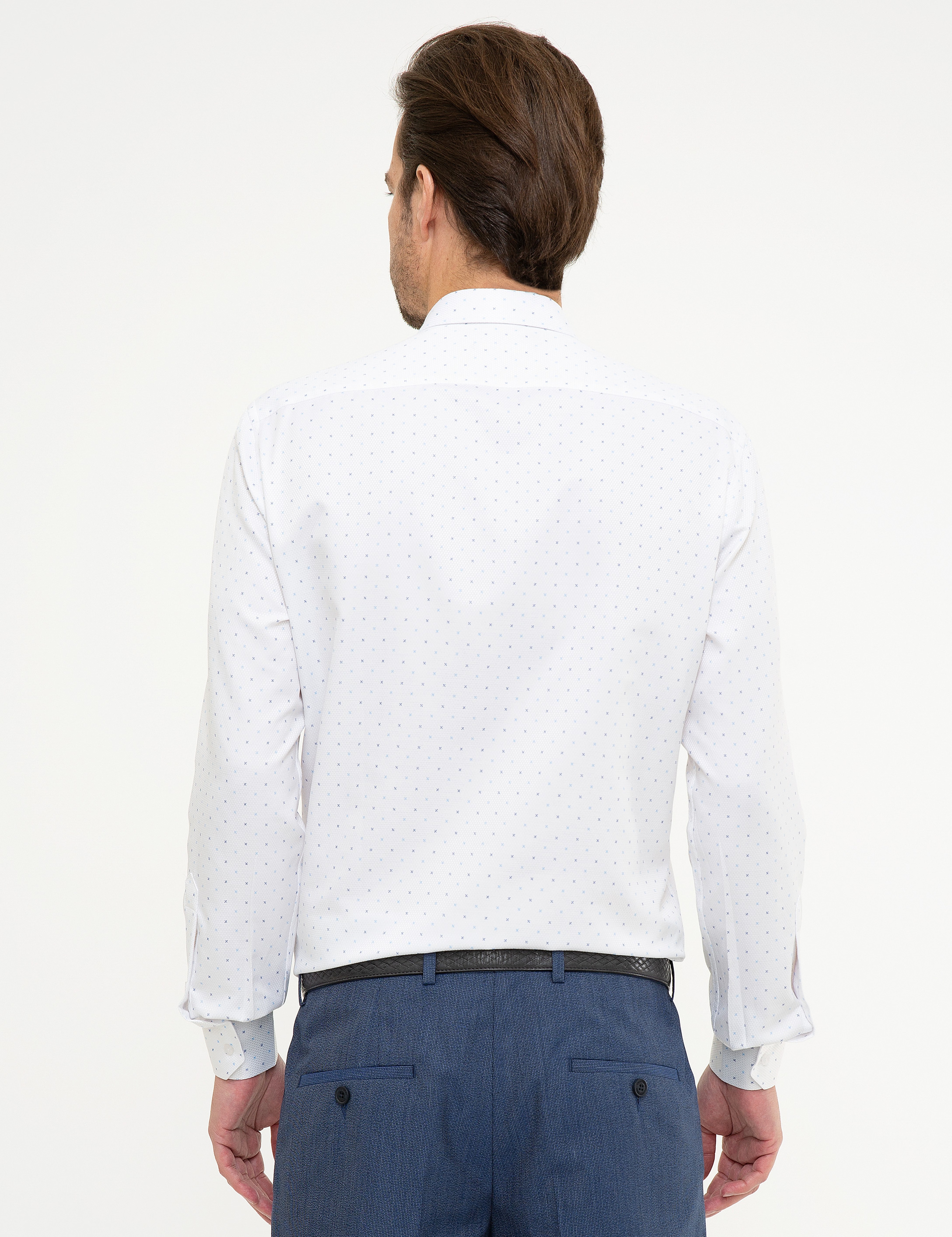 Lacivert Slim Fit Uzun Kollu Gömlek