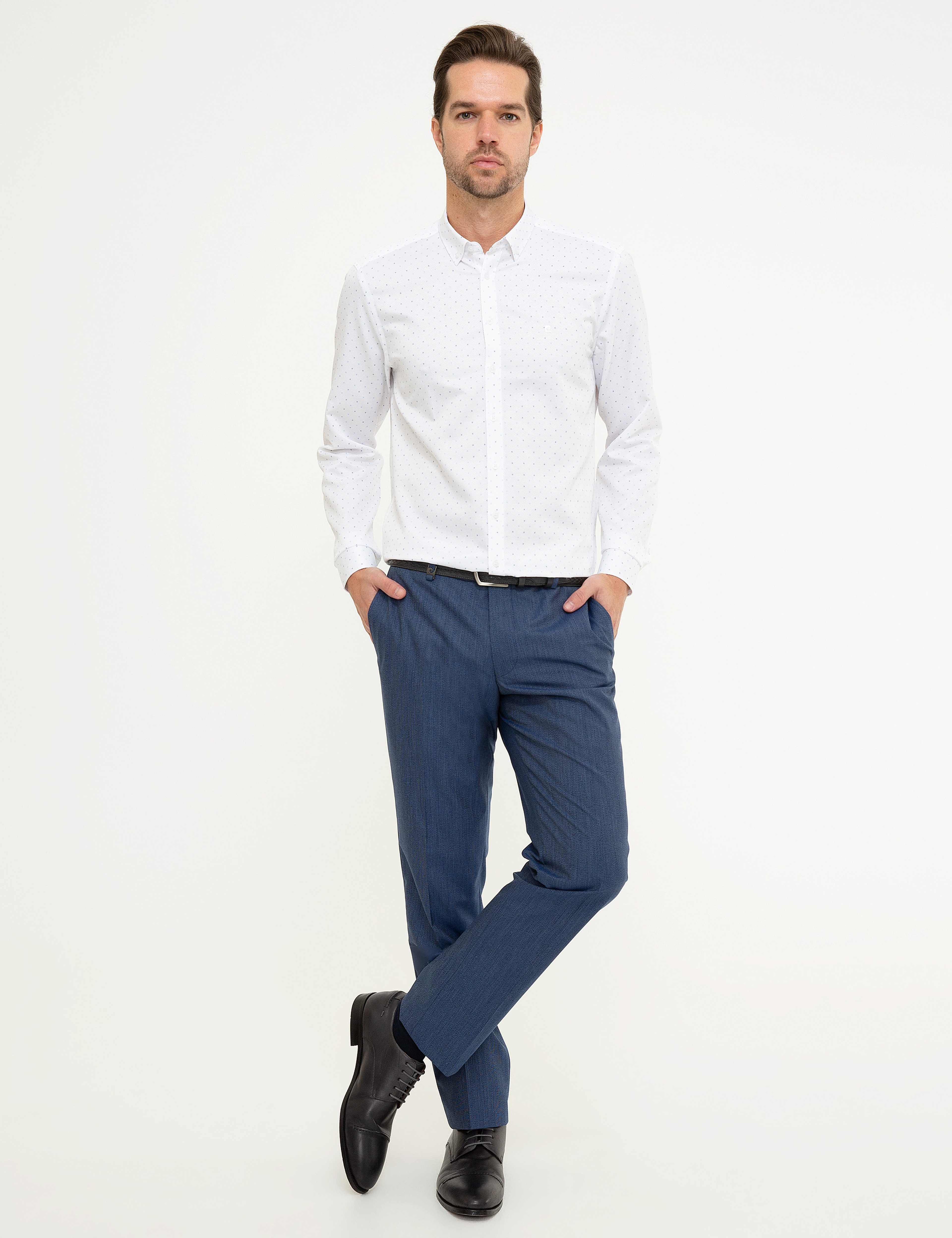 Lacivert Slim Fit Uzun Kollu Gömlek - Image 4