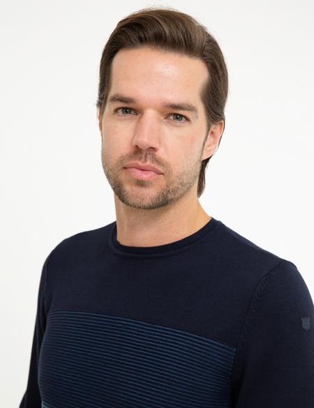 Koyu Lacivert Slim Fit Bisiklet Yaka Triko Kazak - 50216774003