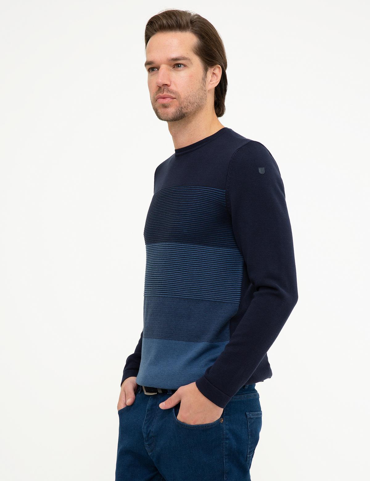 Koyu Lacivert Slim Fit Bisiklet Yaka Triko Kazak - 50216774003