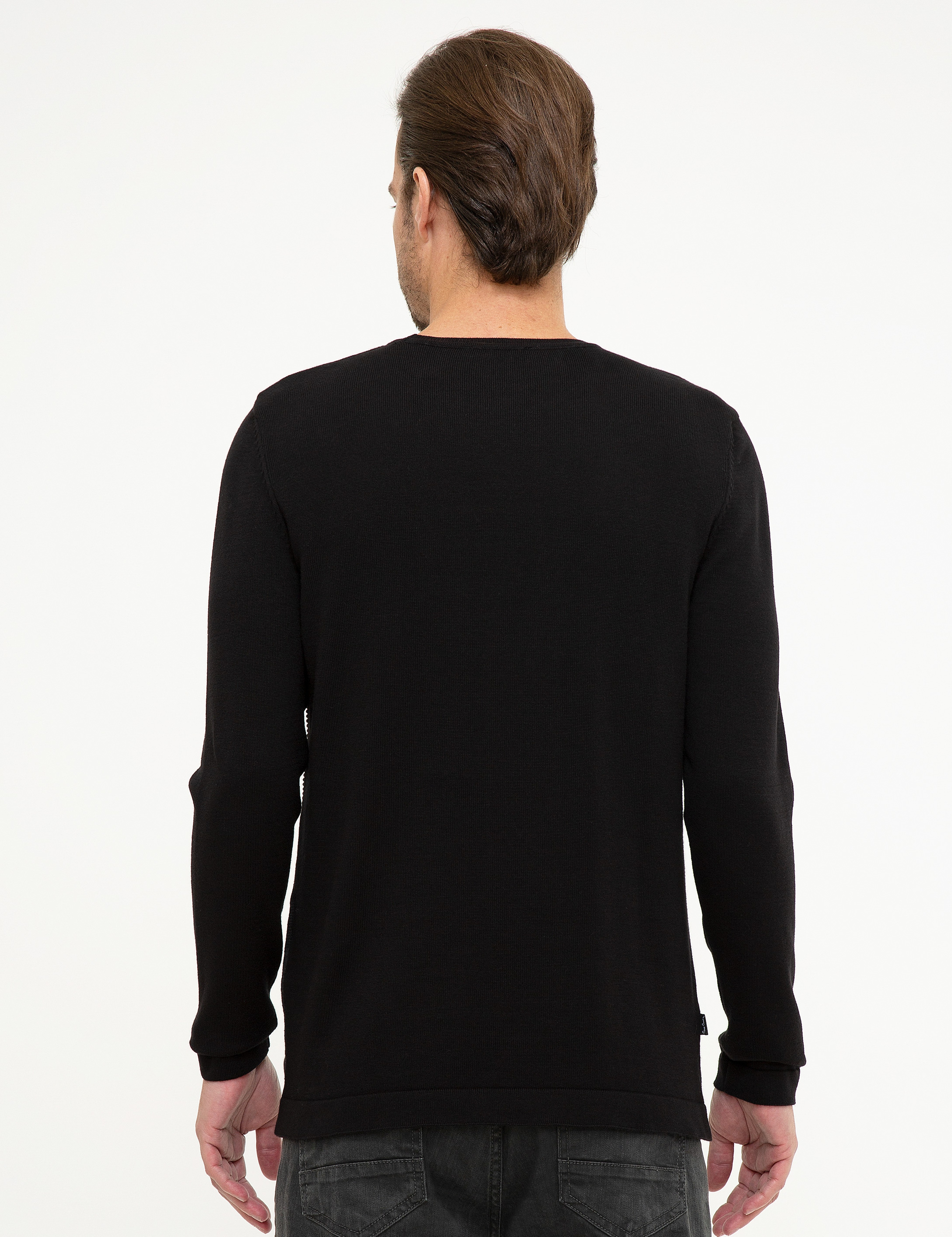 Siyah Slim Fit Kazak - Image 4