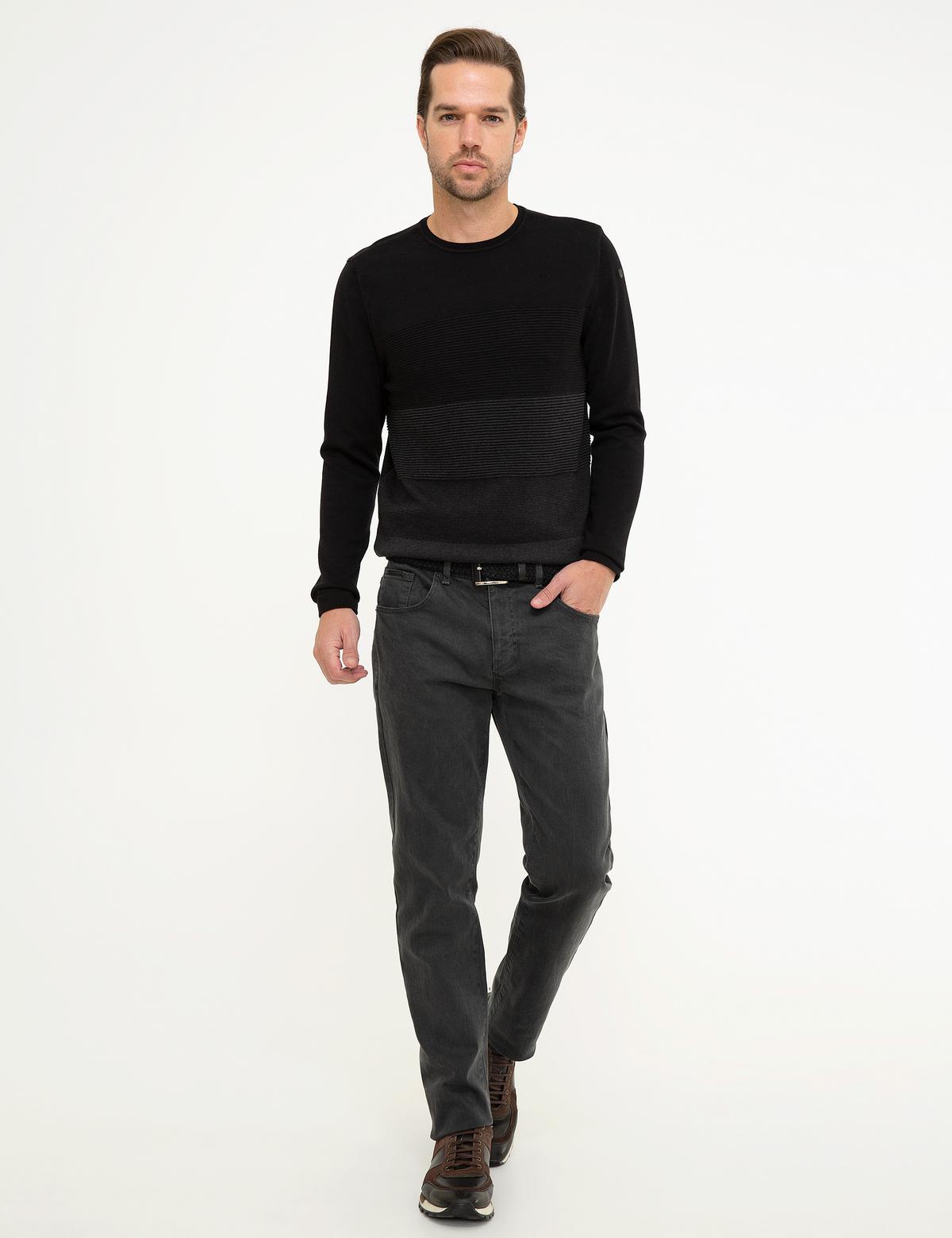 Siyah Slim Fit Triko Kazak - 50216774013