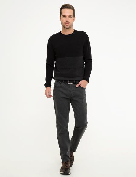 Siyah Slim Fit Triko Kazak - 50216774013