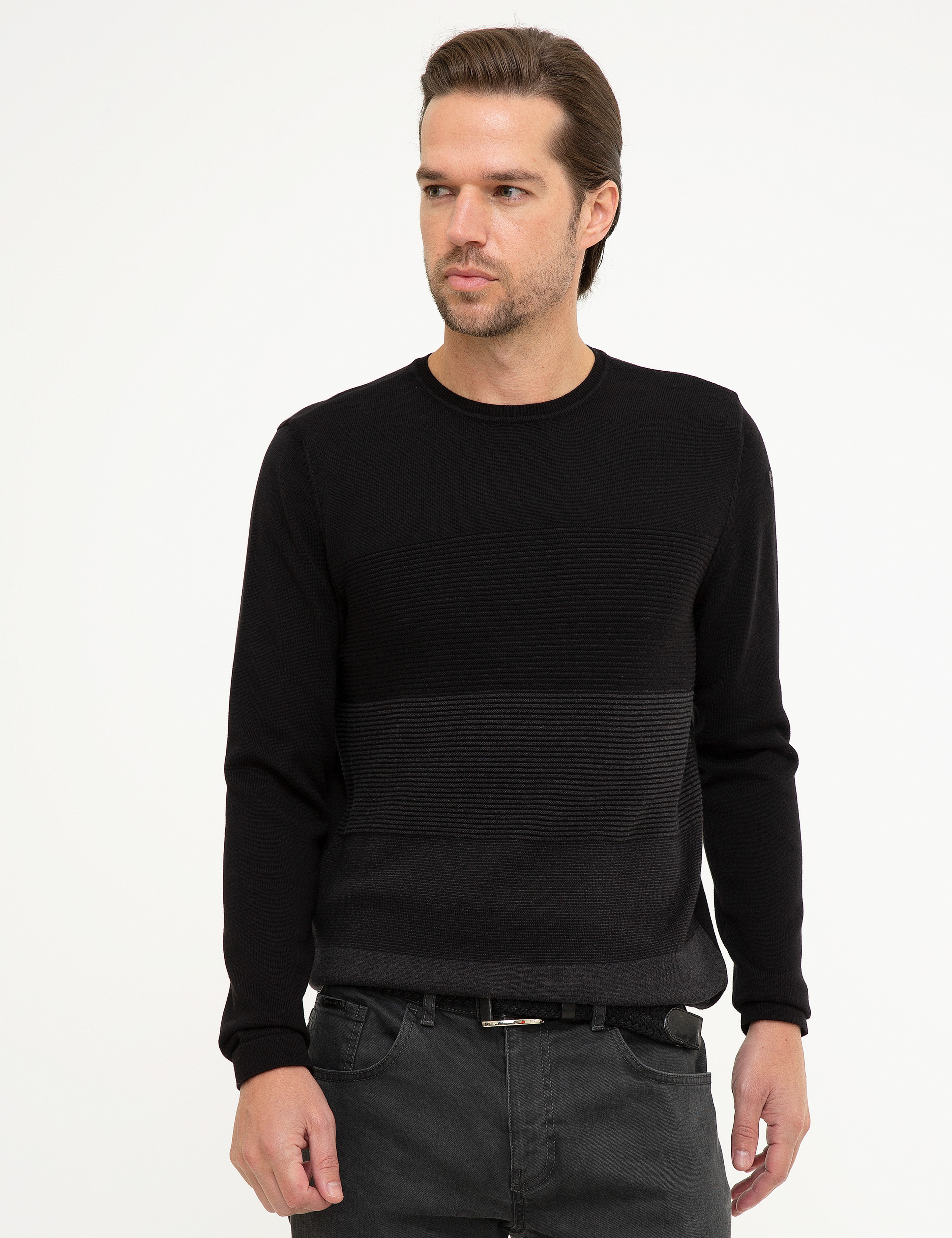Siyah Slim Fit Kazak - Image 1