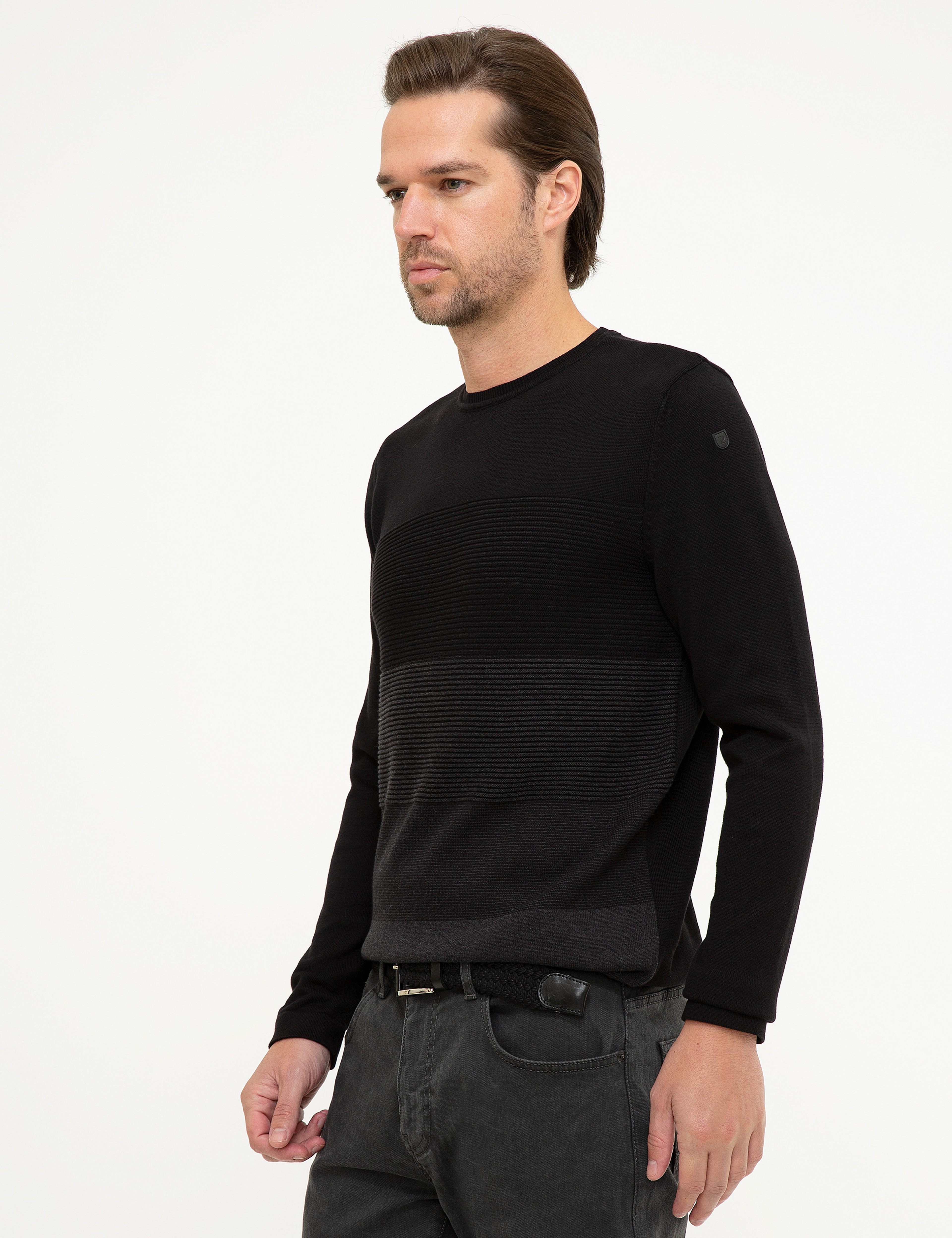 Siyah Slim Fit Kazak
