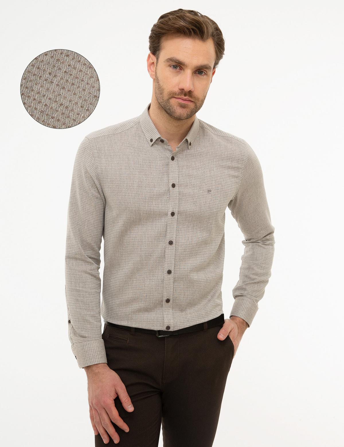 Bej Slim Fit Gömlek