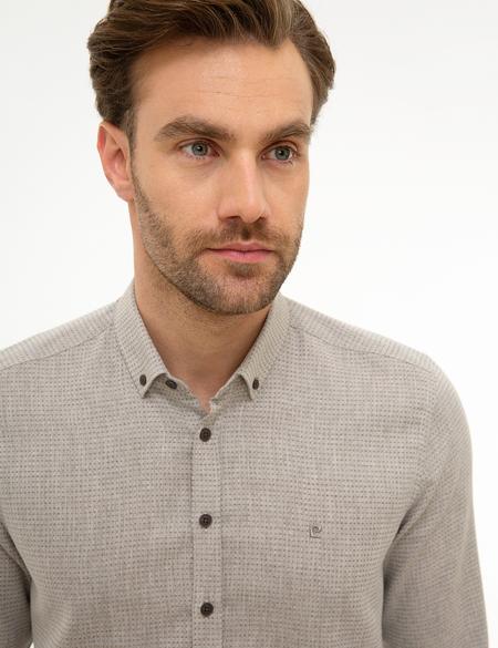 Bej Slim Fit Gömlek - 50218328001