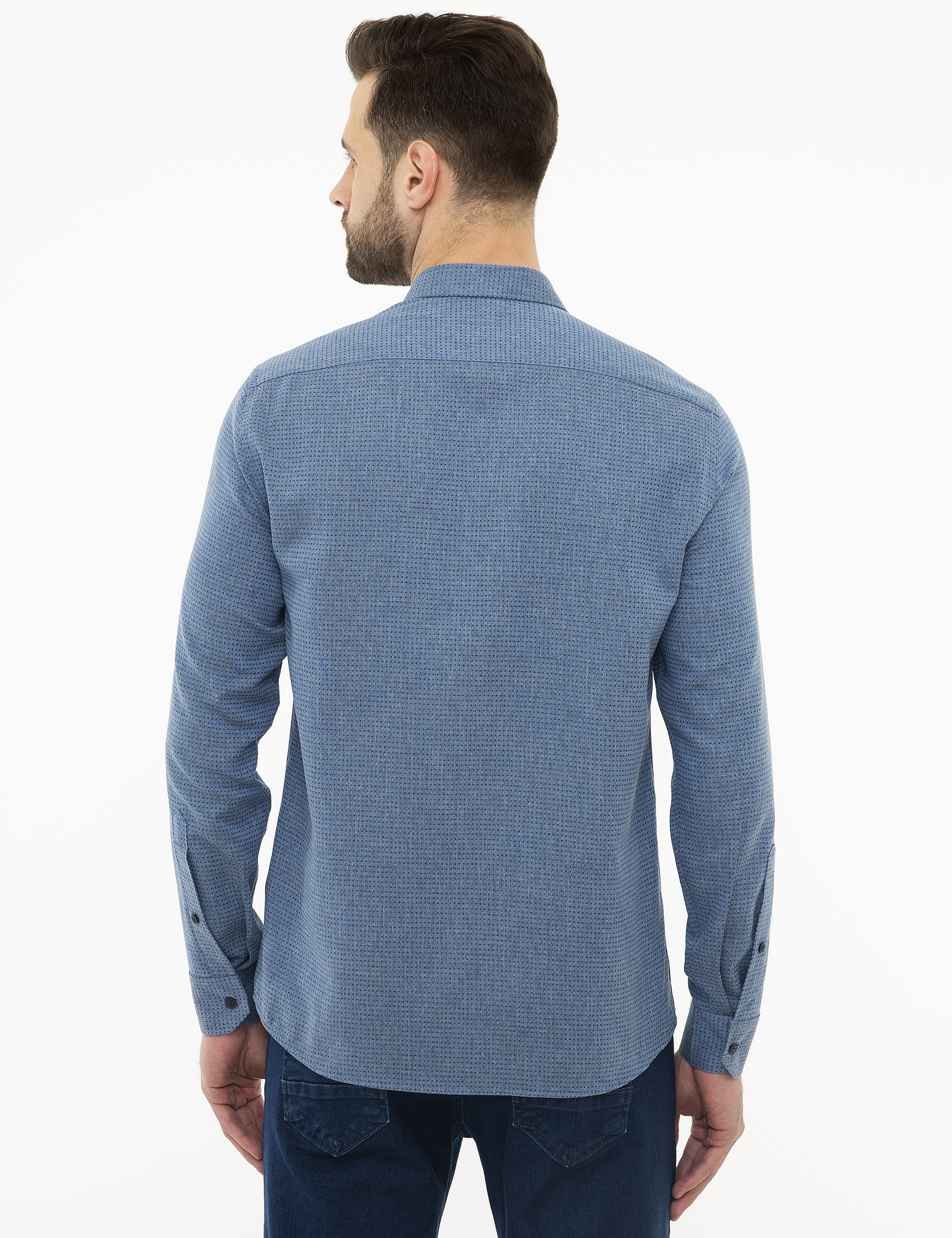 Mavi Slim Fit Gömlek - Image 3