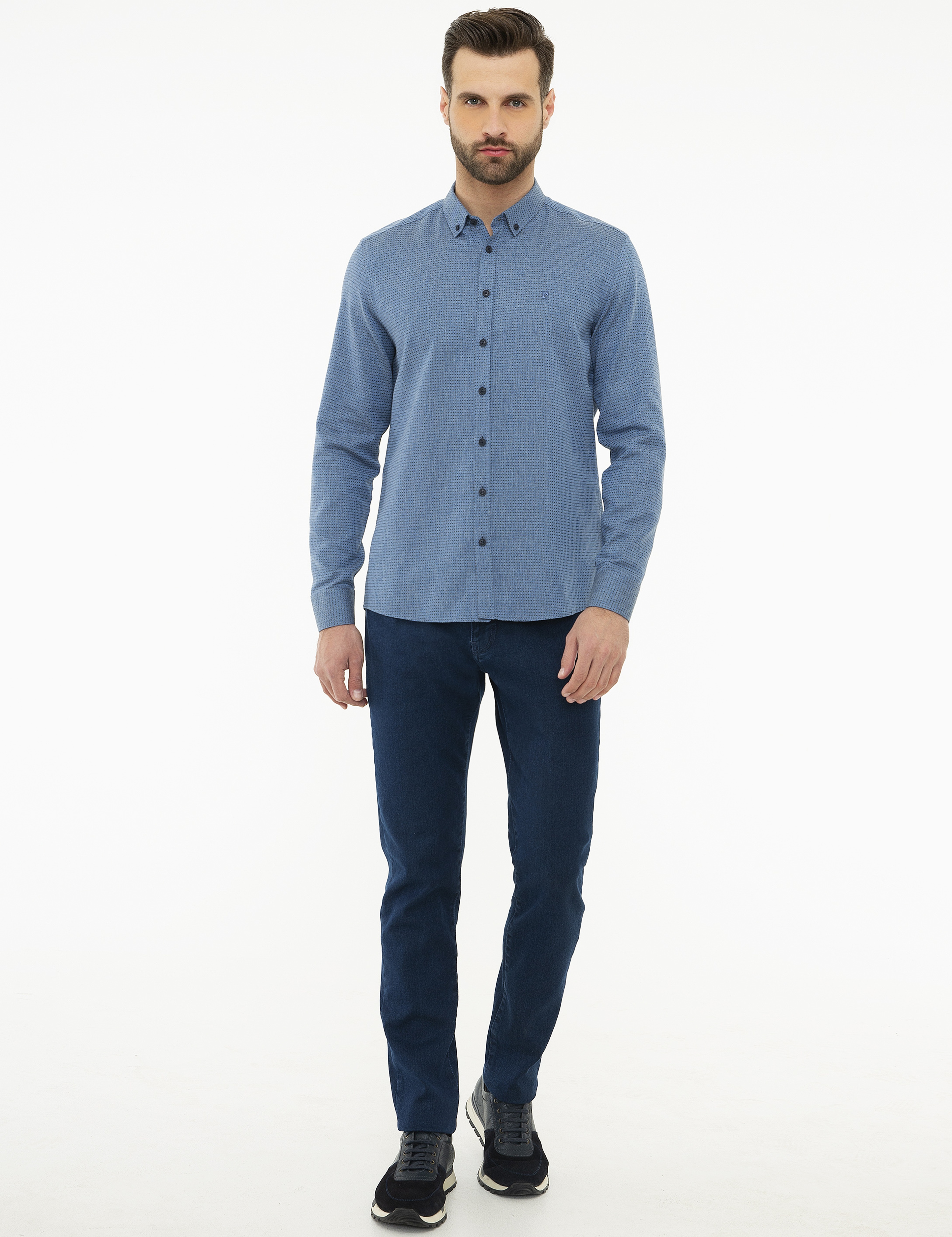 Mavi Slim Fit Gömlek - Image 4