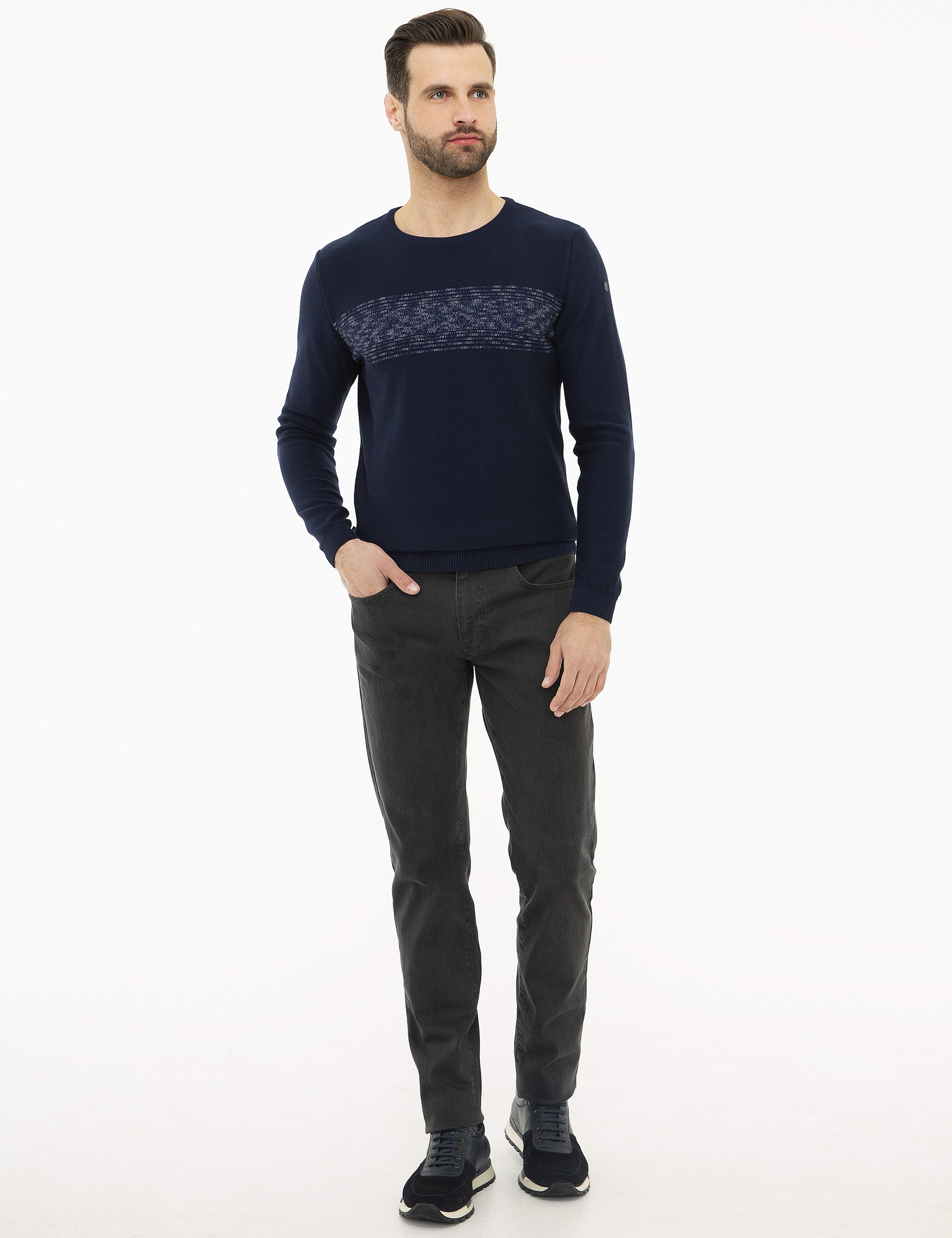 Lacivert Slim Fit Triko Kazak - Image 5
