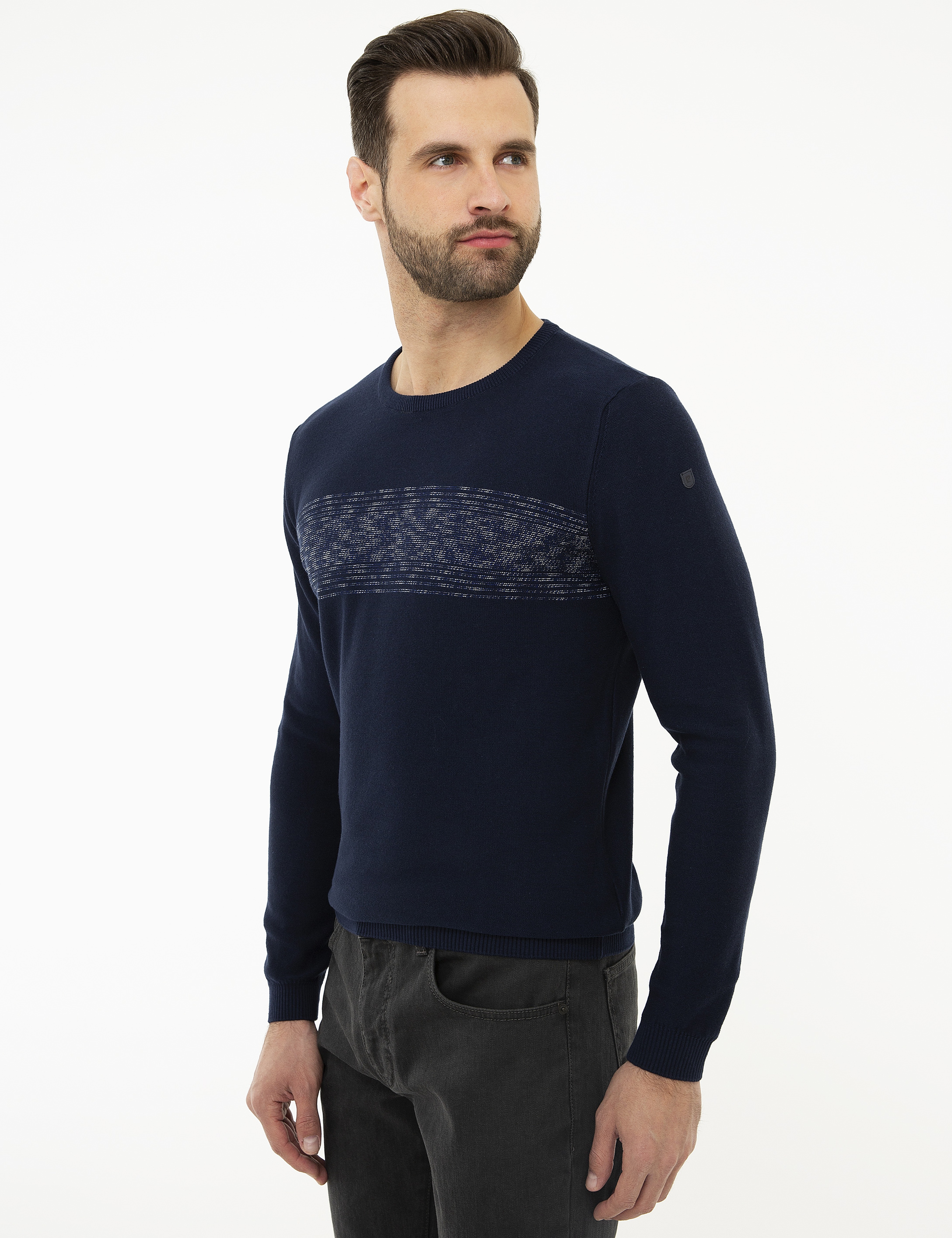 Lacivert Slim Fit Triko Kazak - Image 3