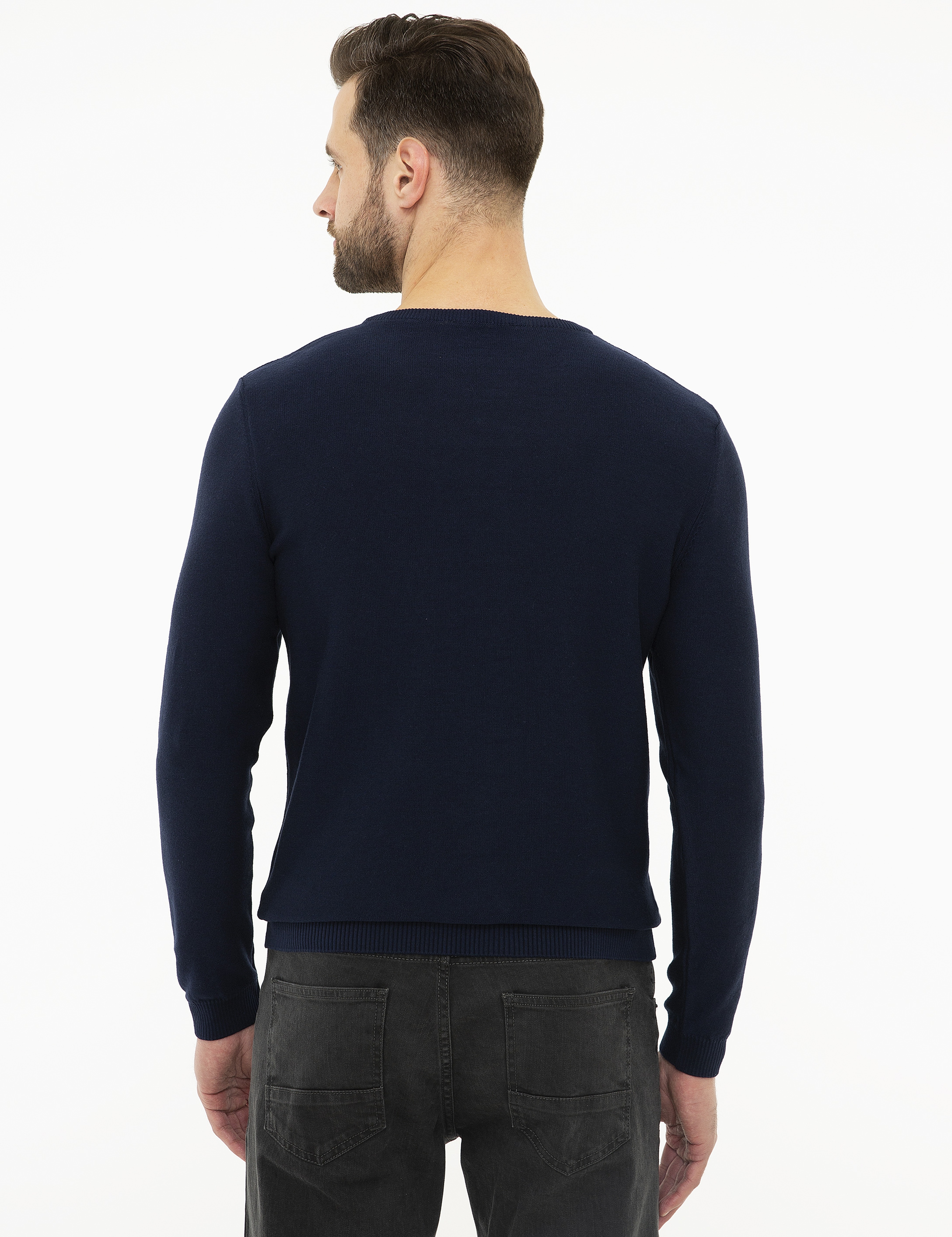 Lacivert Slim Fit Triko Kazak - Image 4