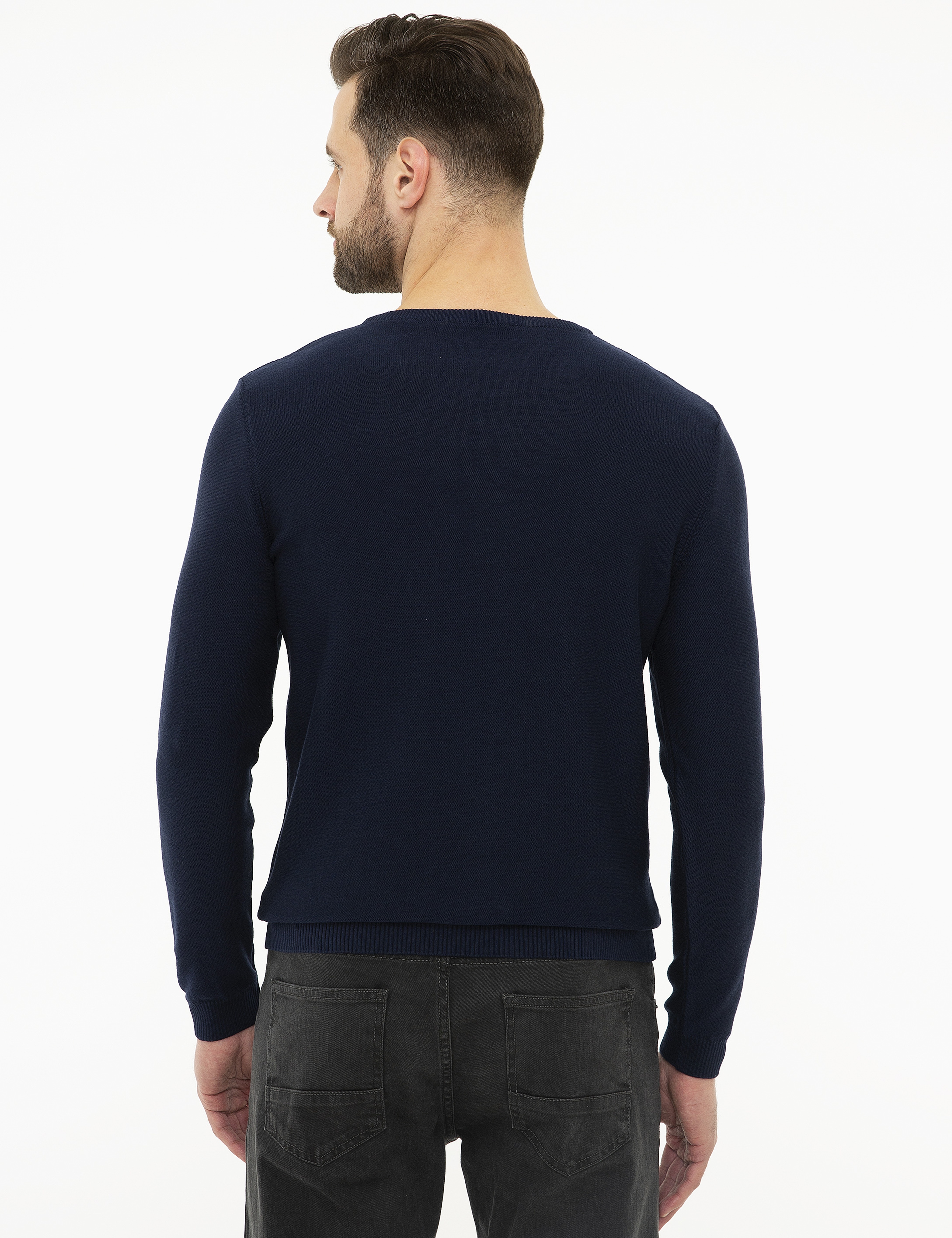 Lacivert Slim Fit Triko Kazak
