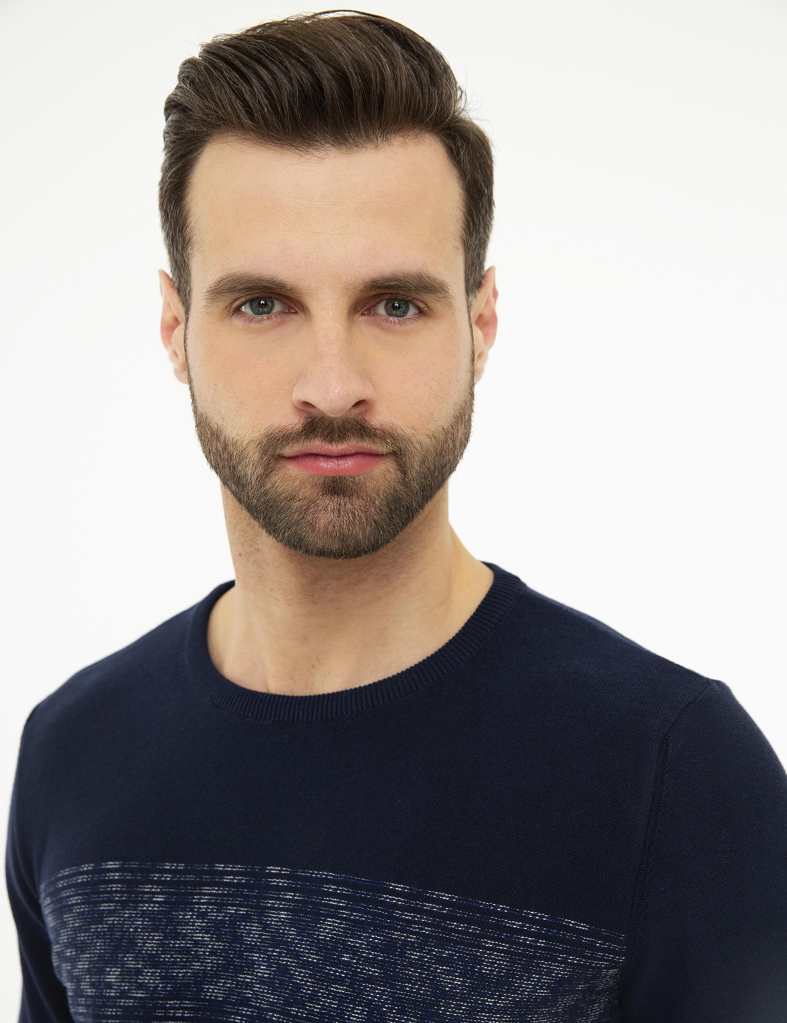 Lacivert Slim Fit Triko Kazak