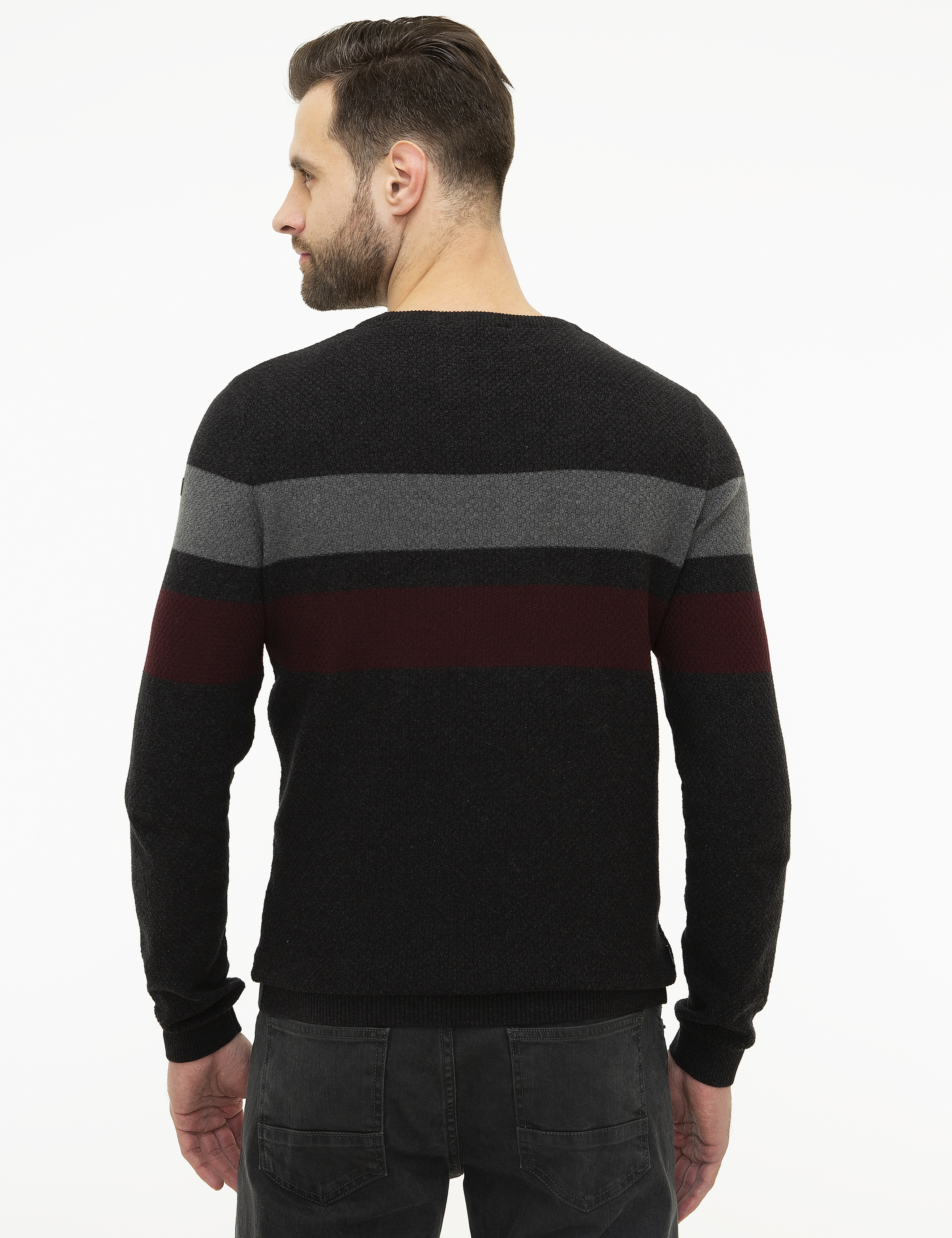 Antrasit Melanj Slim Fit Triko Kazak - Image 4