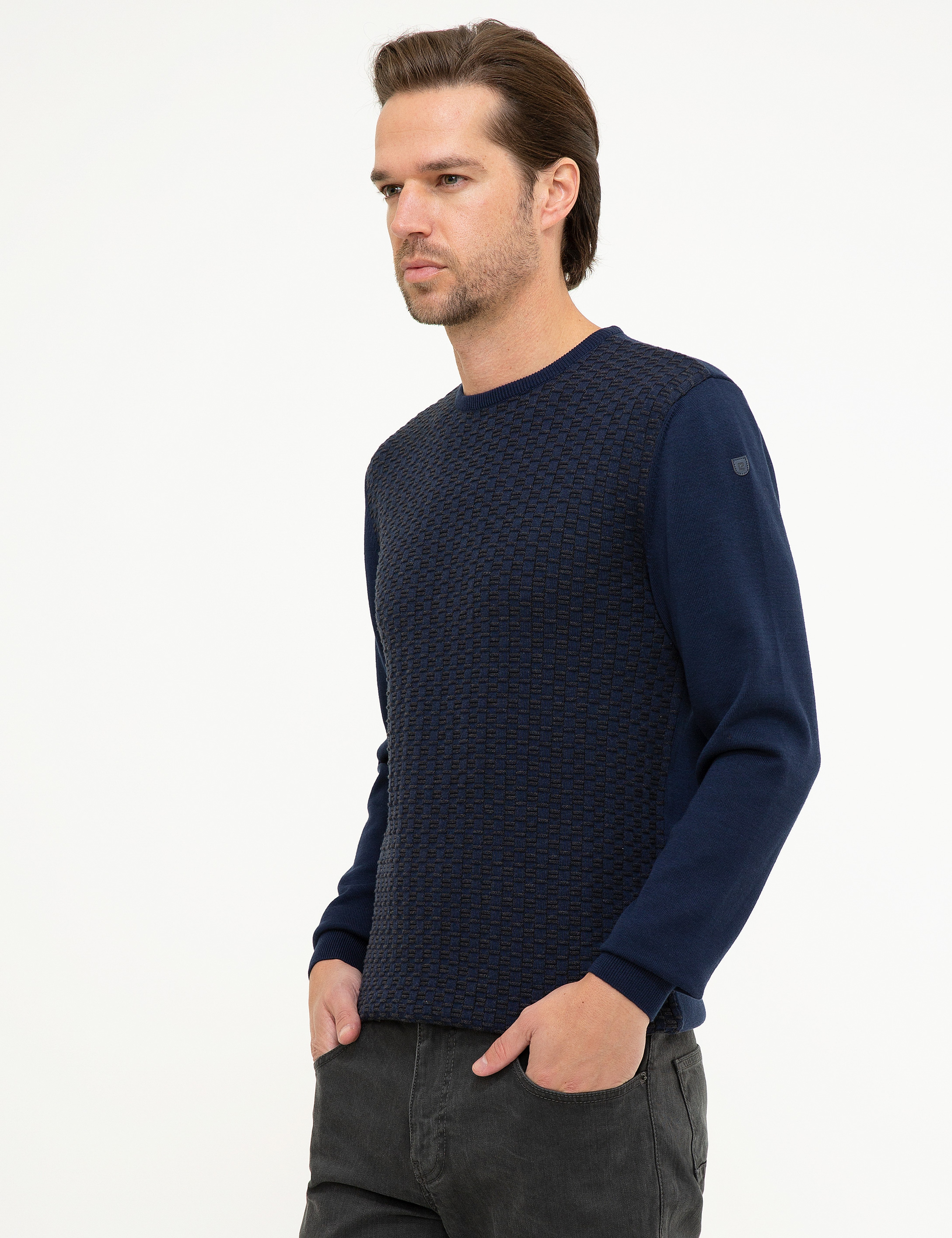 Lacivert Slim Fit Triko Kazak - Image 3