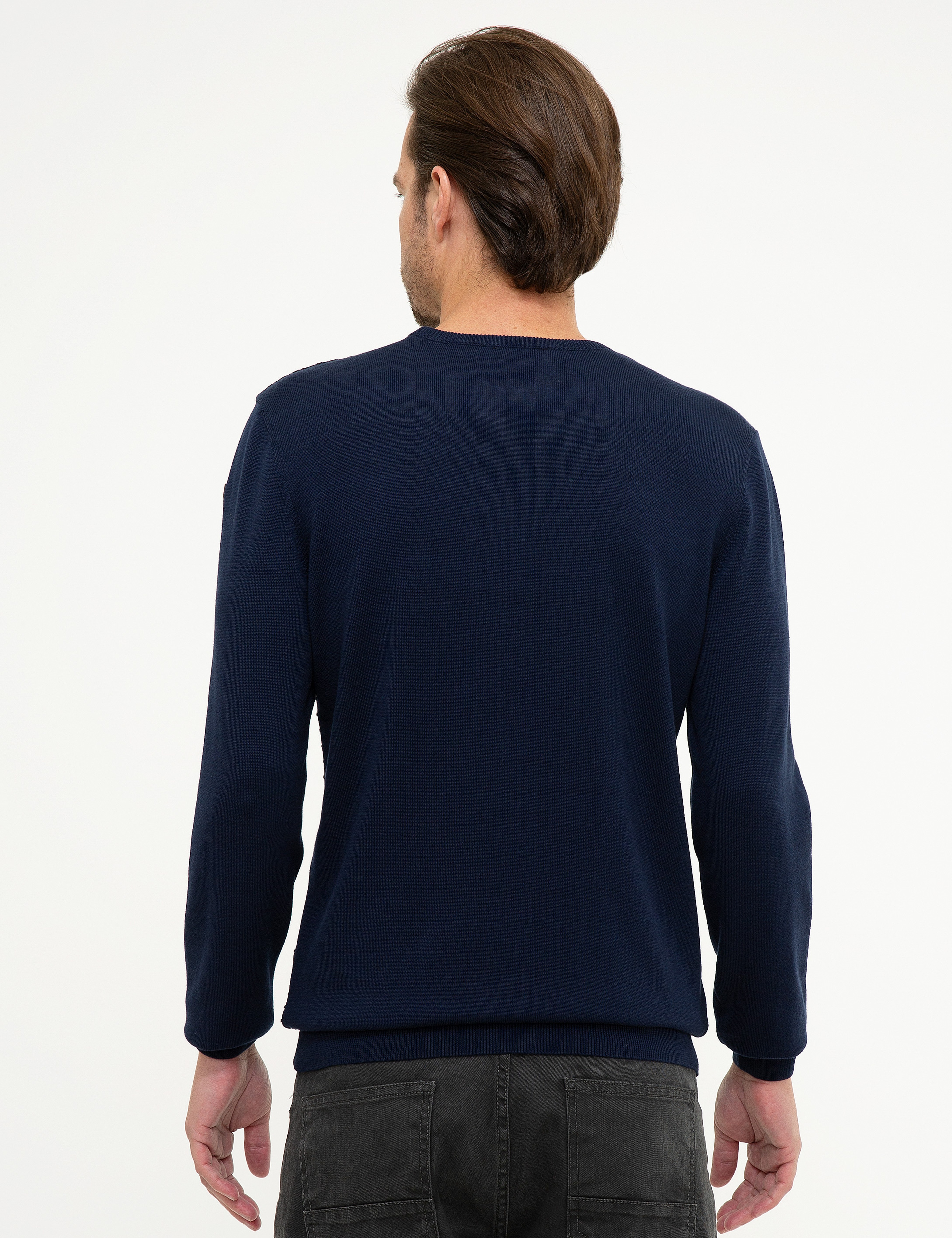 Lacivert Slim Fit Triko Kazak - Image 4