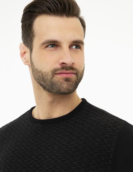 Siyah Slim Fit Triko Kazak - 50218124001