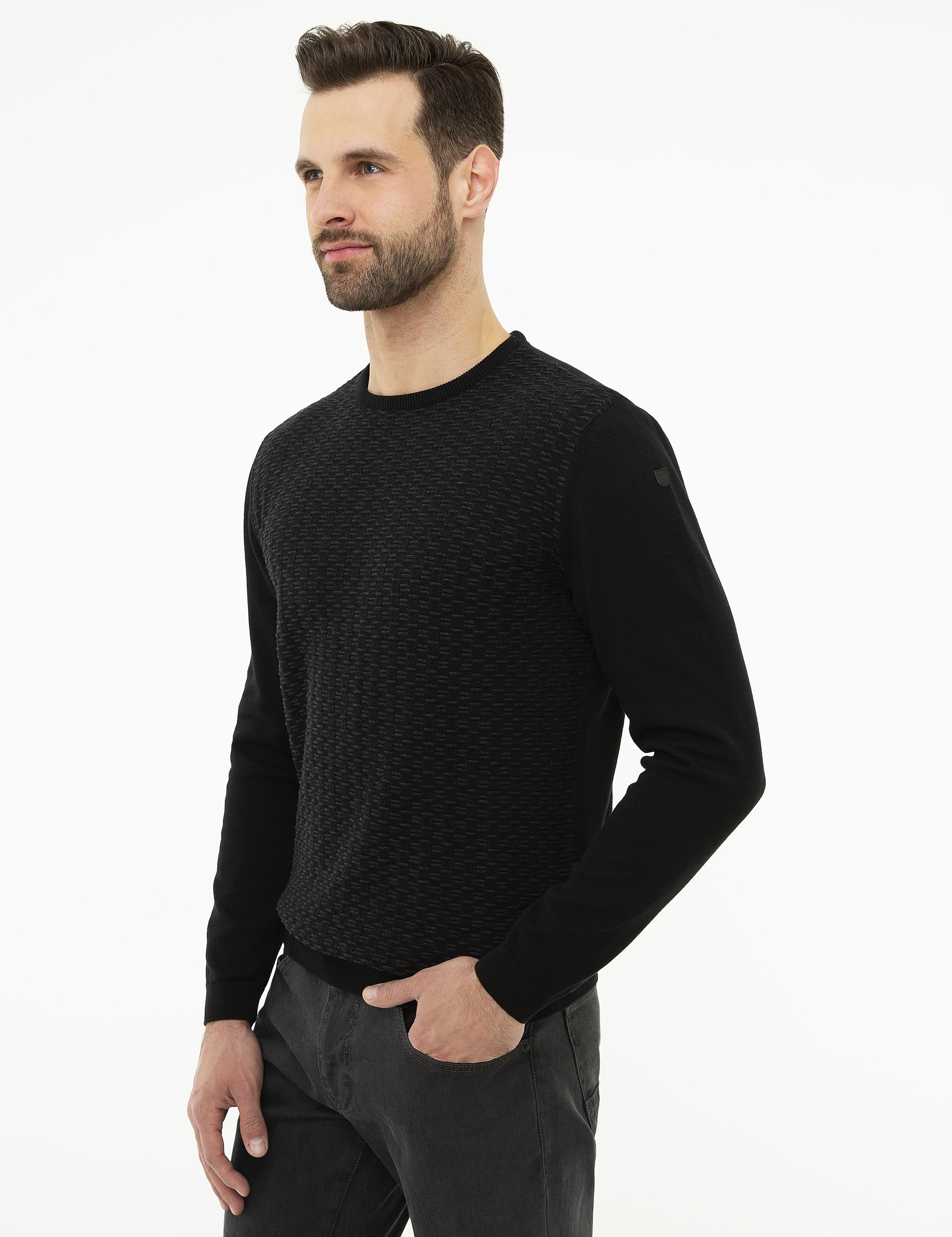 Siyah Slim Fit Triko Kazak