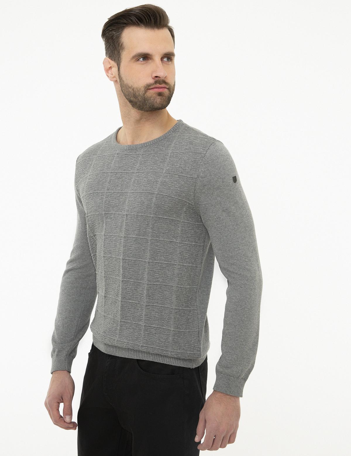 Gri Melanj Slim Fit Triko Kazak - 50218120001