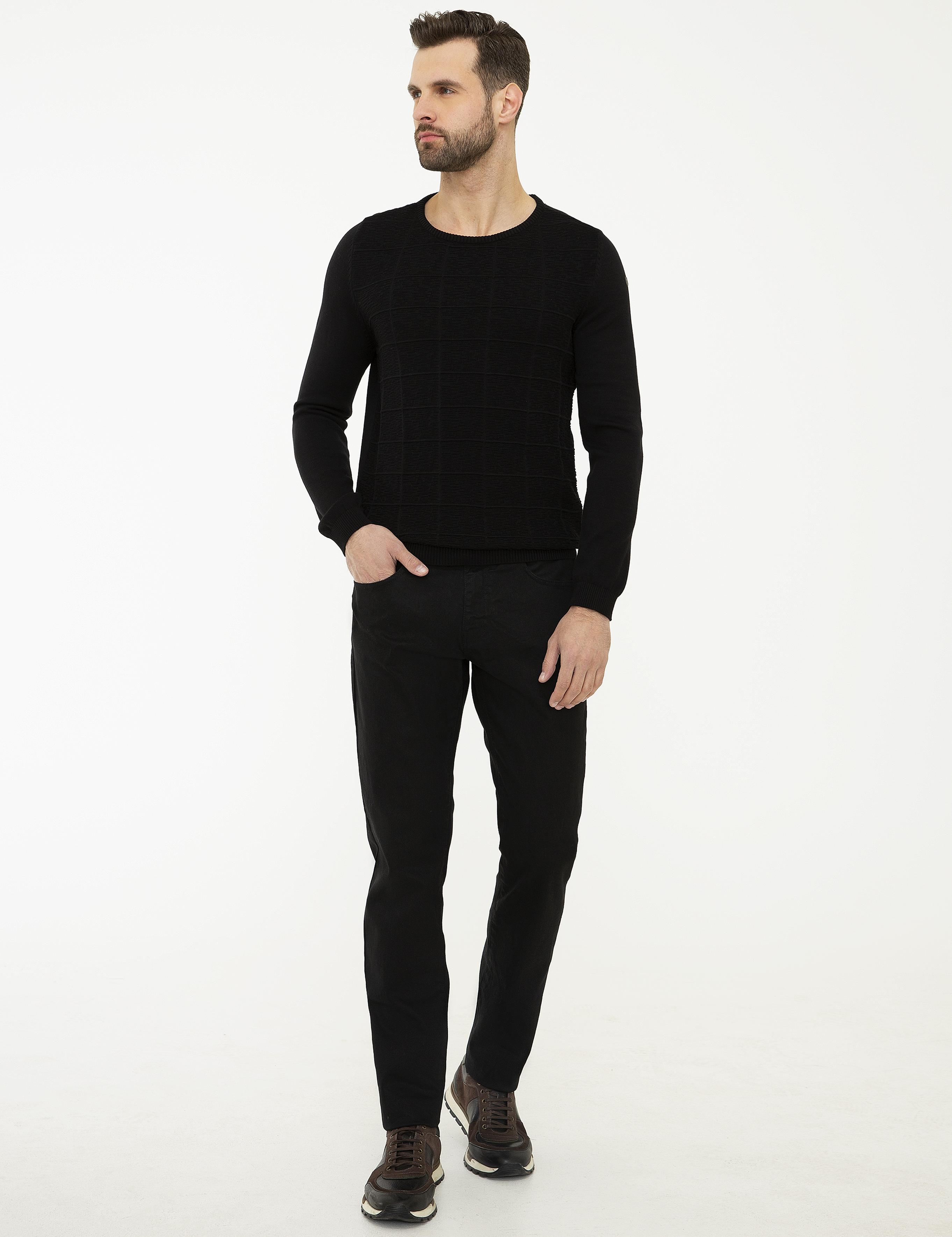 Siyah Slim Fit Triko Kazak