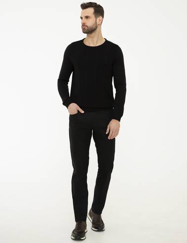Siyah Slim Fit Triko Kazak