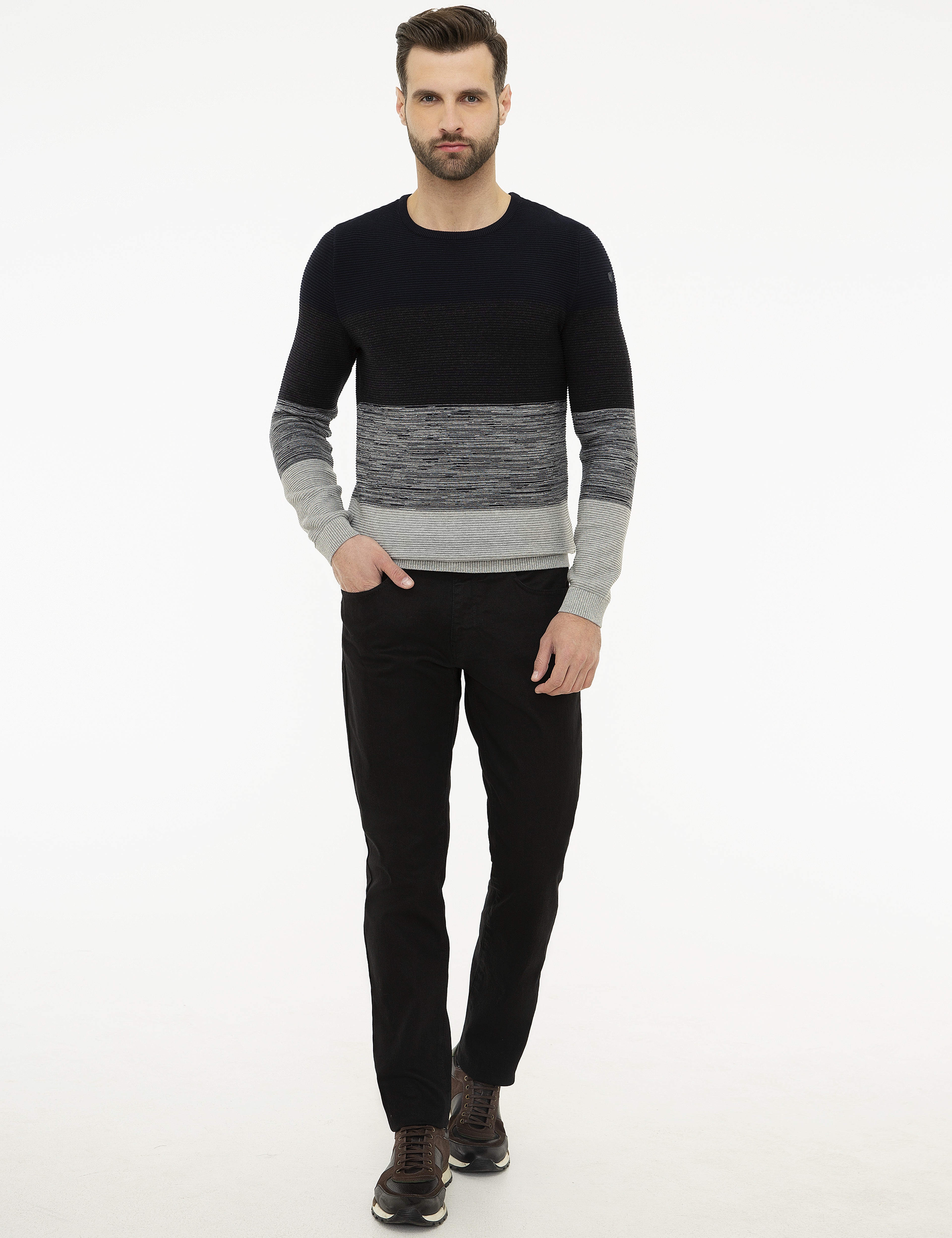 Koyu Lacivert Slim Fit Triko Kazak