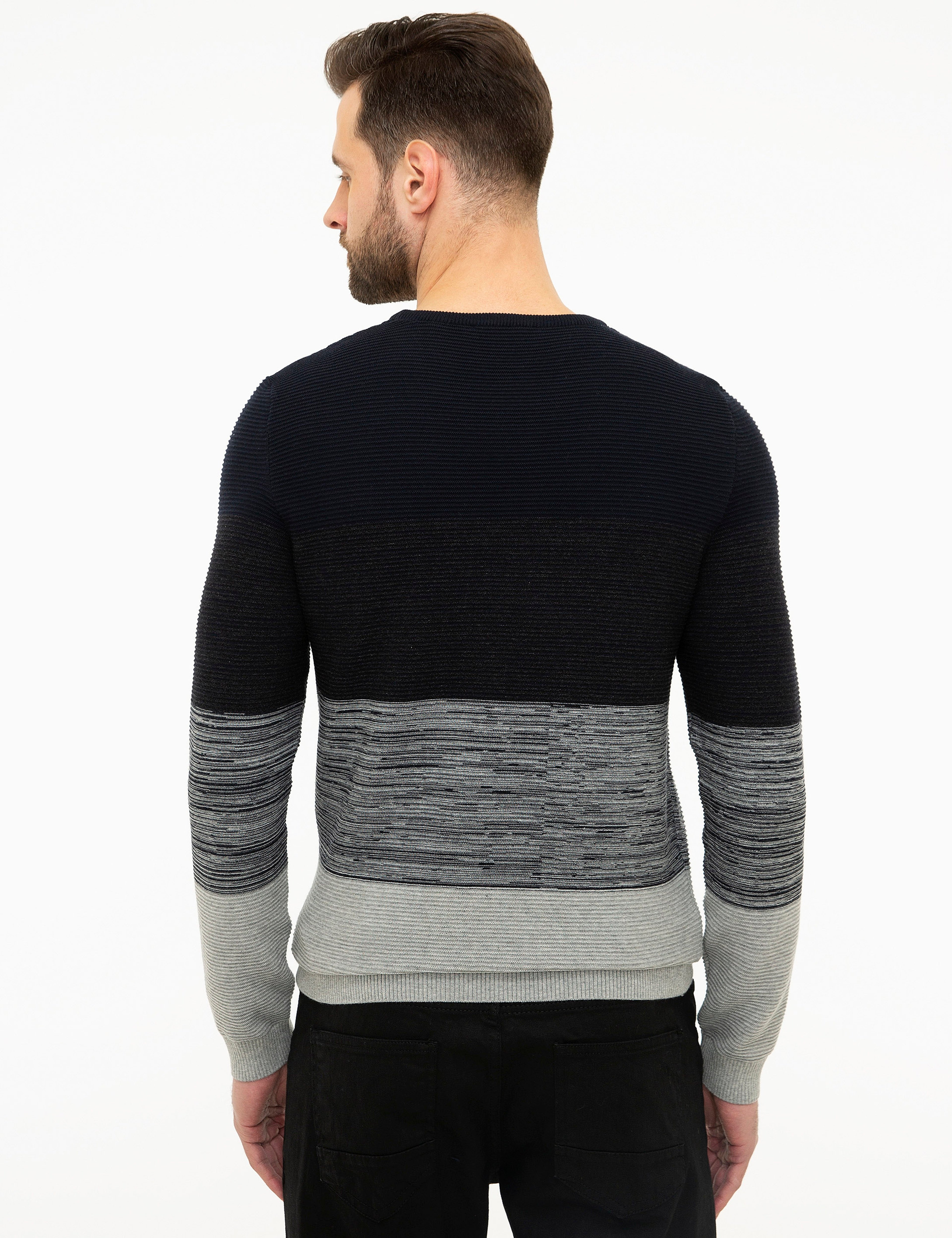 Koyu Lacivert Slim Fit Triko Kazak - Image 4