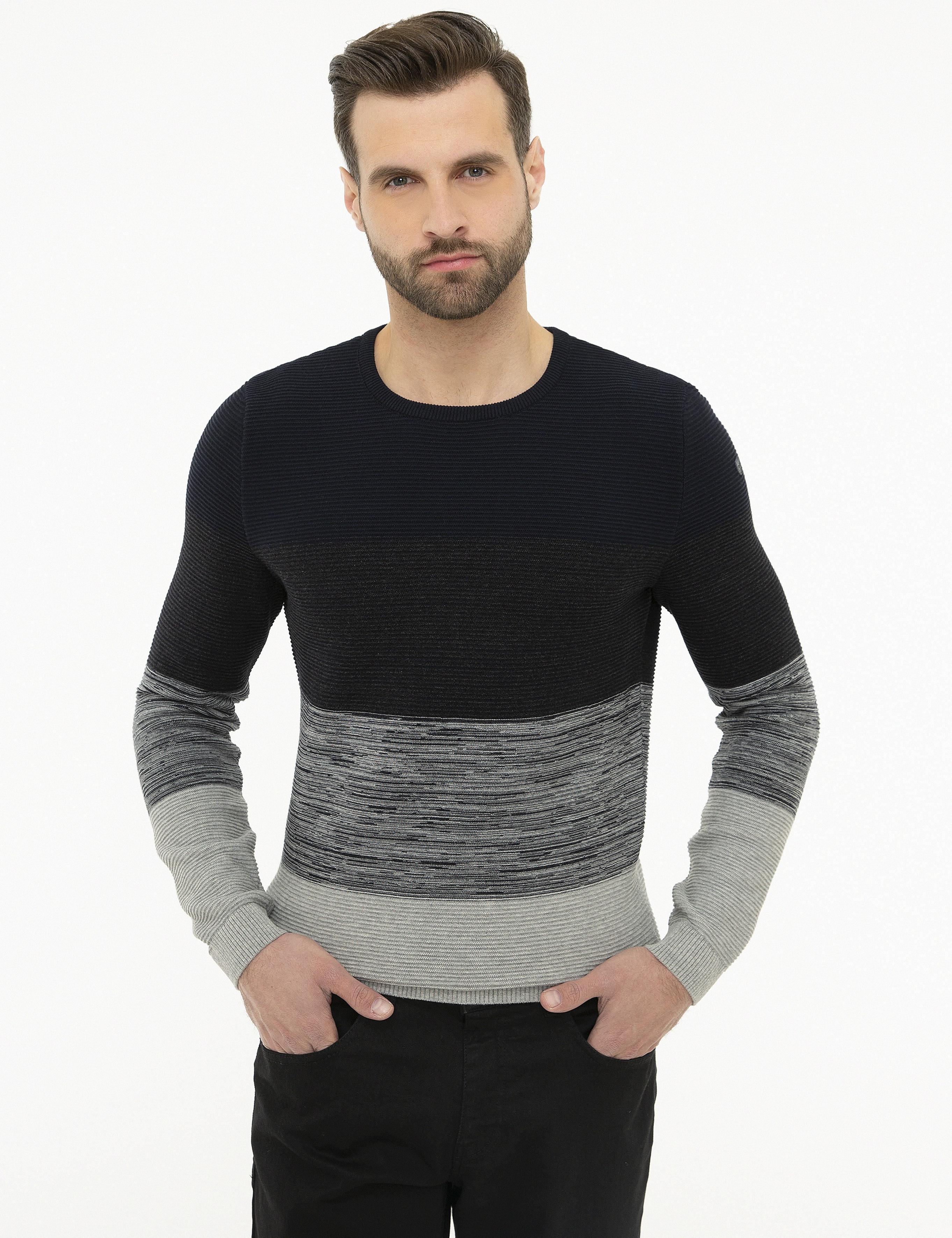 Koyu Lacivert Slim Fit Kazak