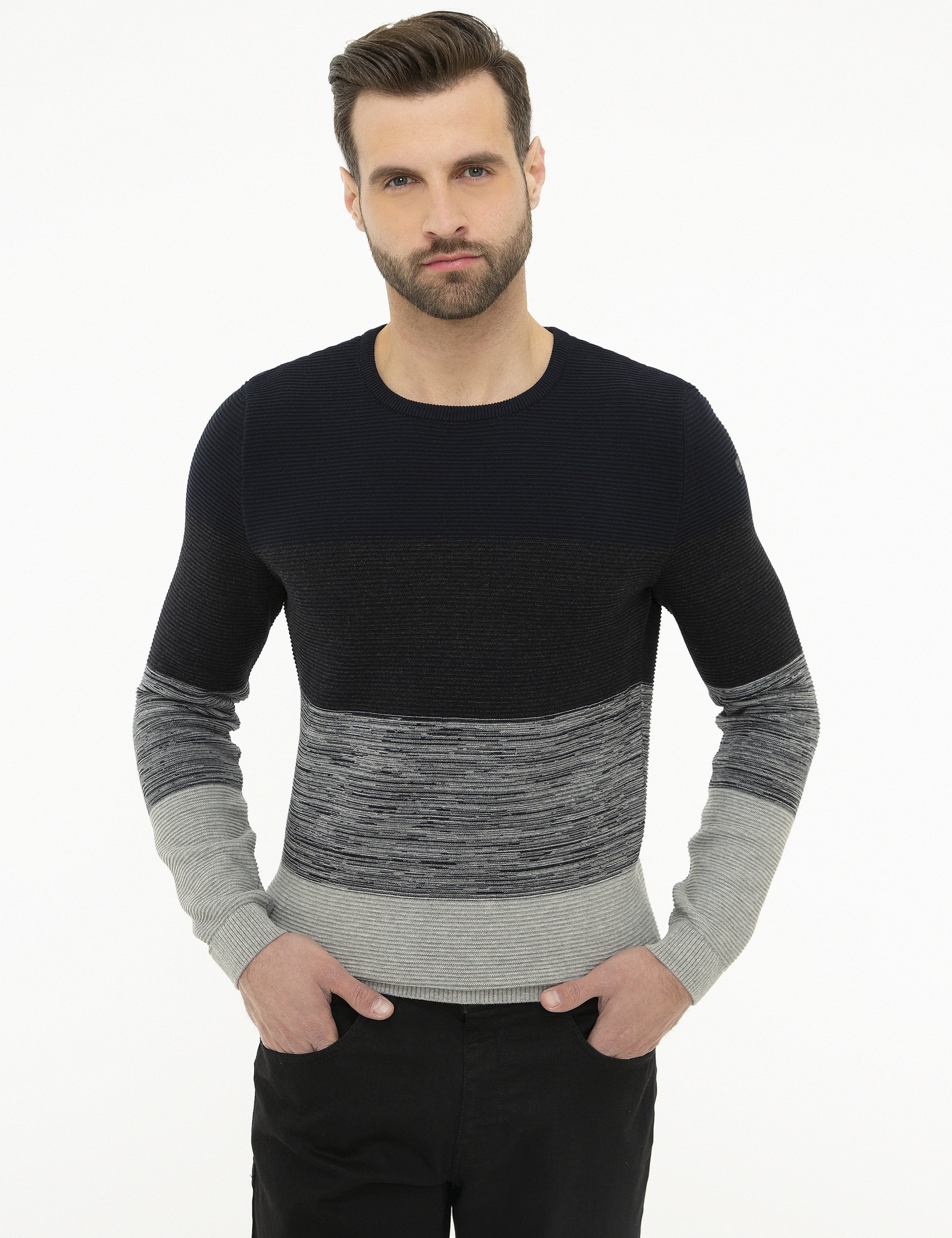 Koyu Lacivert Slim Fit Triko Kazak