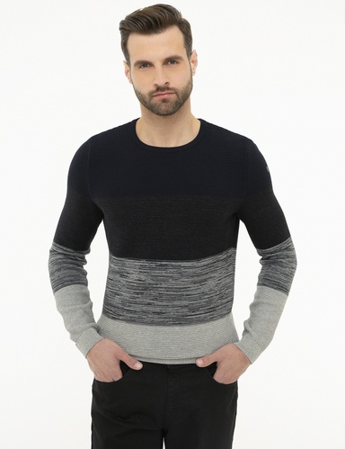 Koyu Lacivert Slim Fit Triko Kazak