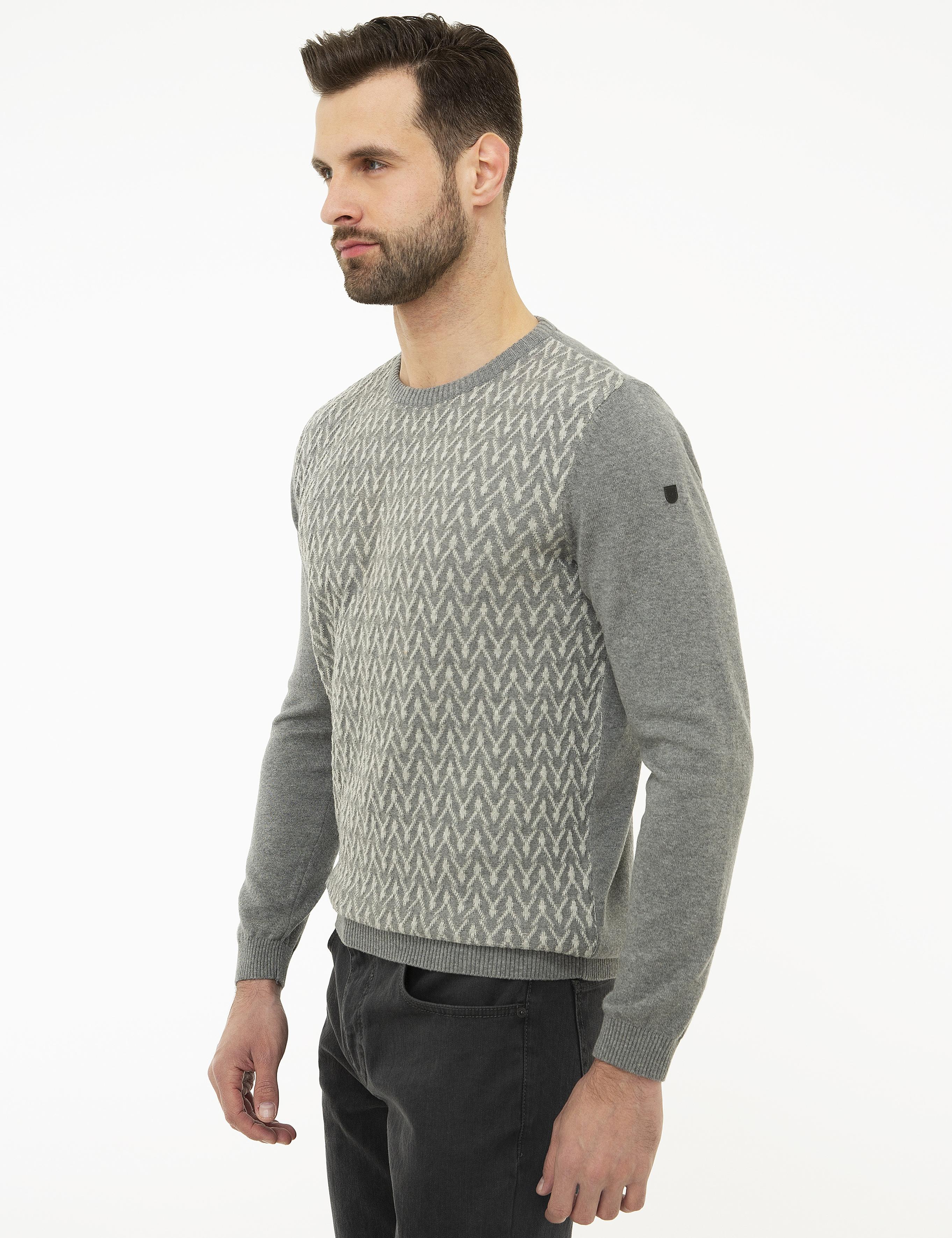 Gri Melanj Slim Fit Triko Kazak