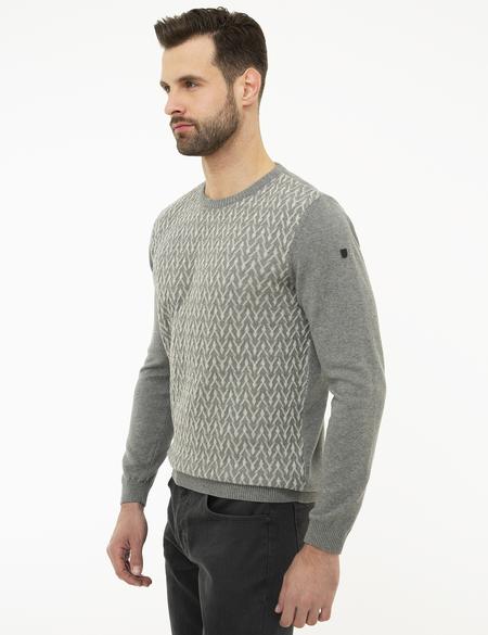 Gri Melanj Slim Fit Triko Kazak - 50218126016