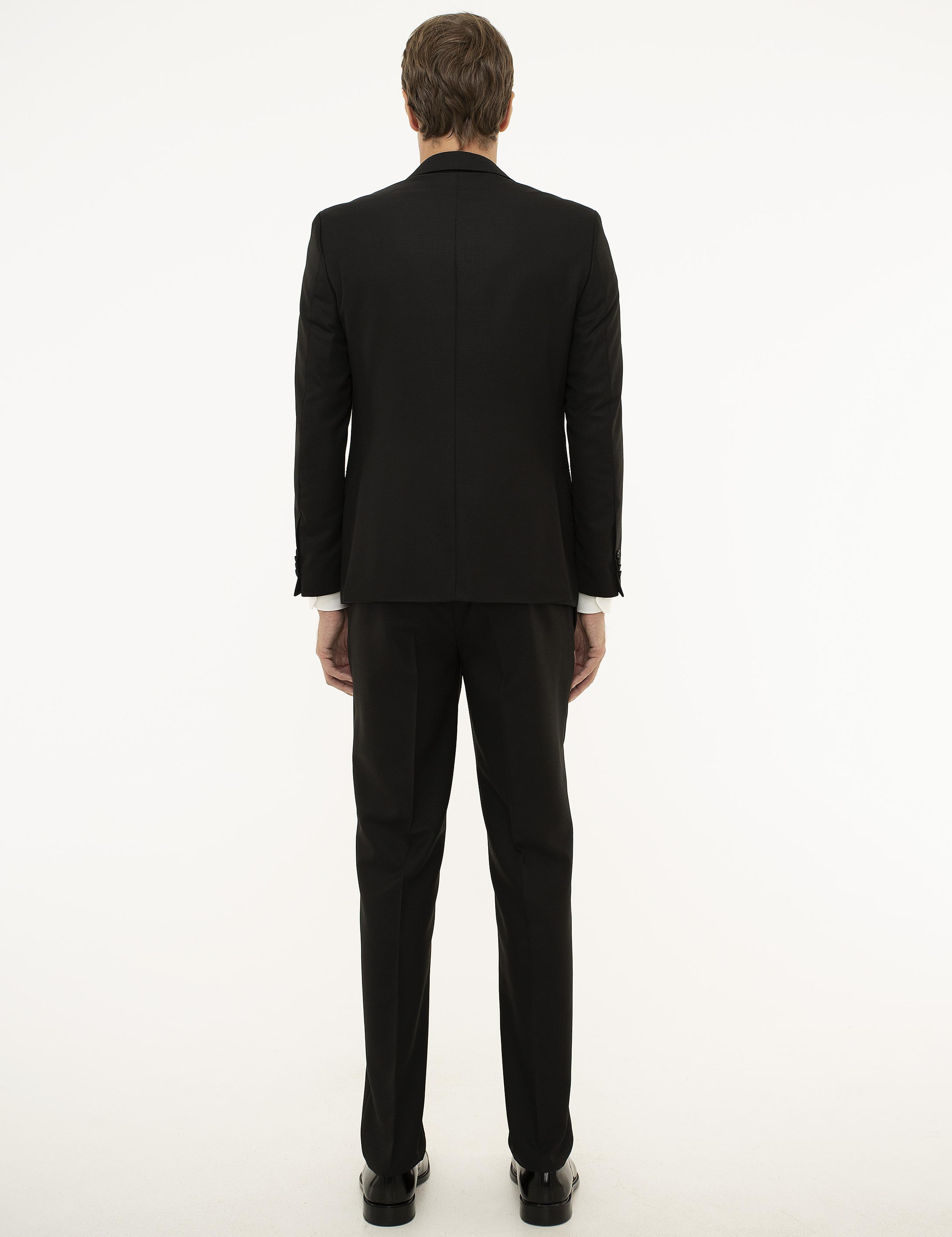 Siyah Ekstra Slim Fit Yelekli Takım Elbise