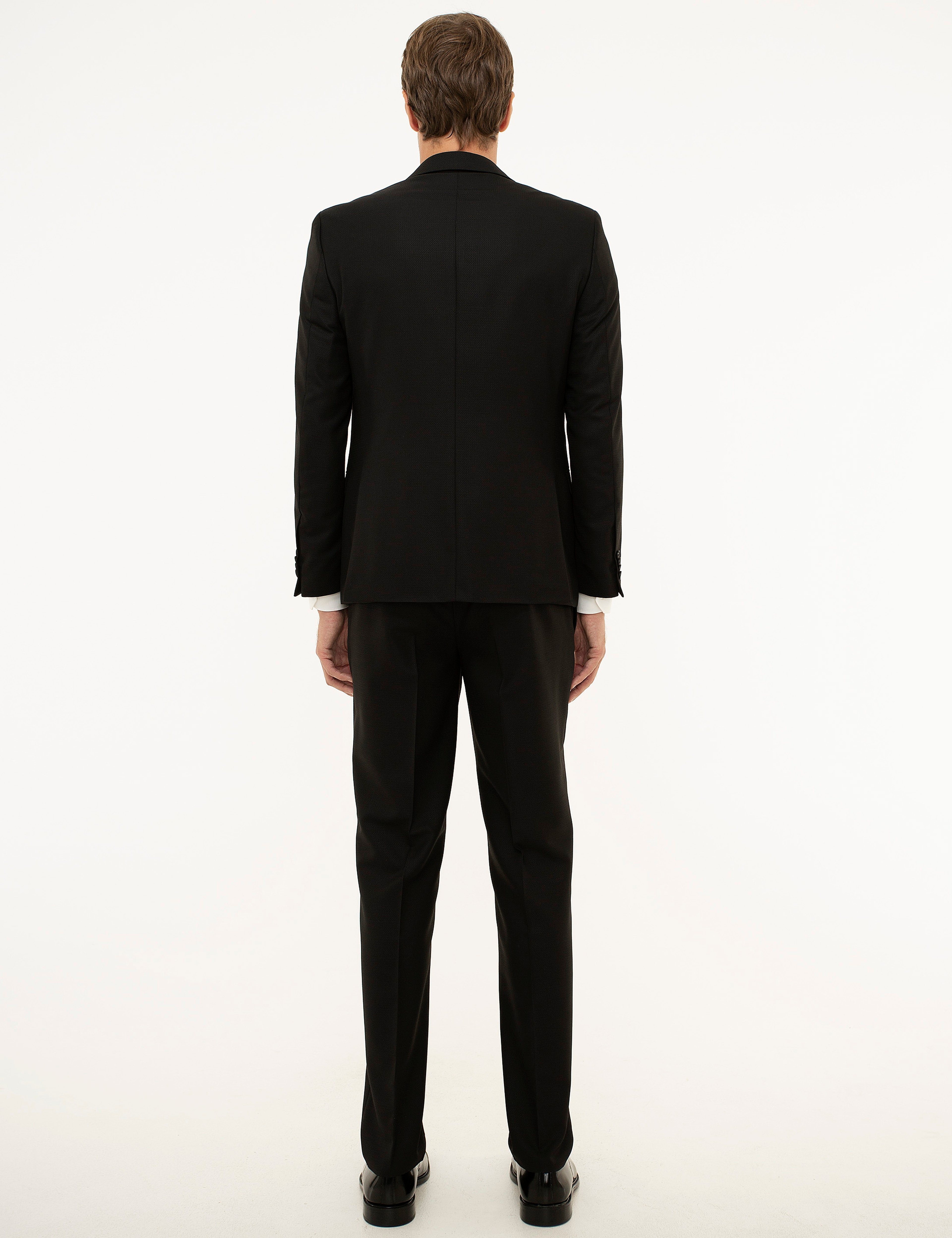 Siyah Ekstra Slim Fit Yelekli Takım Elbise - Image 4