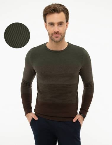 Haki Slim Fit Triko Kazak