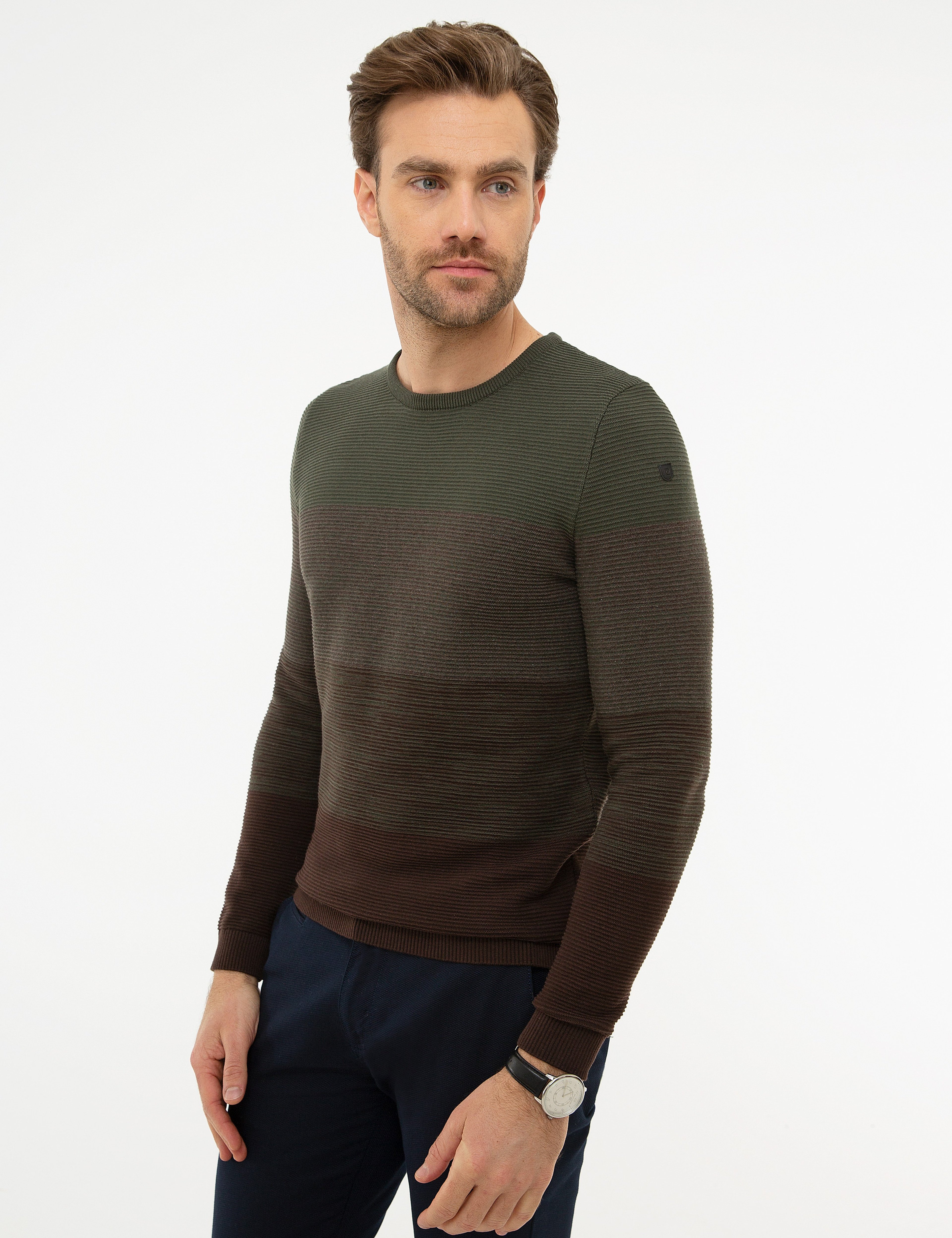 Haki Slim Fit Triko Kazak