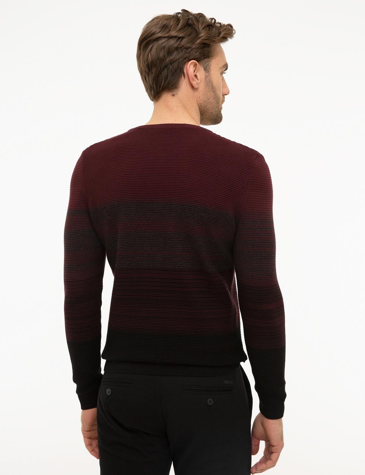 Antrasit Melanj Slim Fit Bisiklet Yaka Triko Kazak - 50214524022