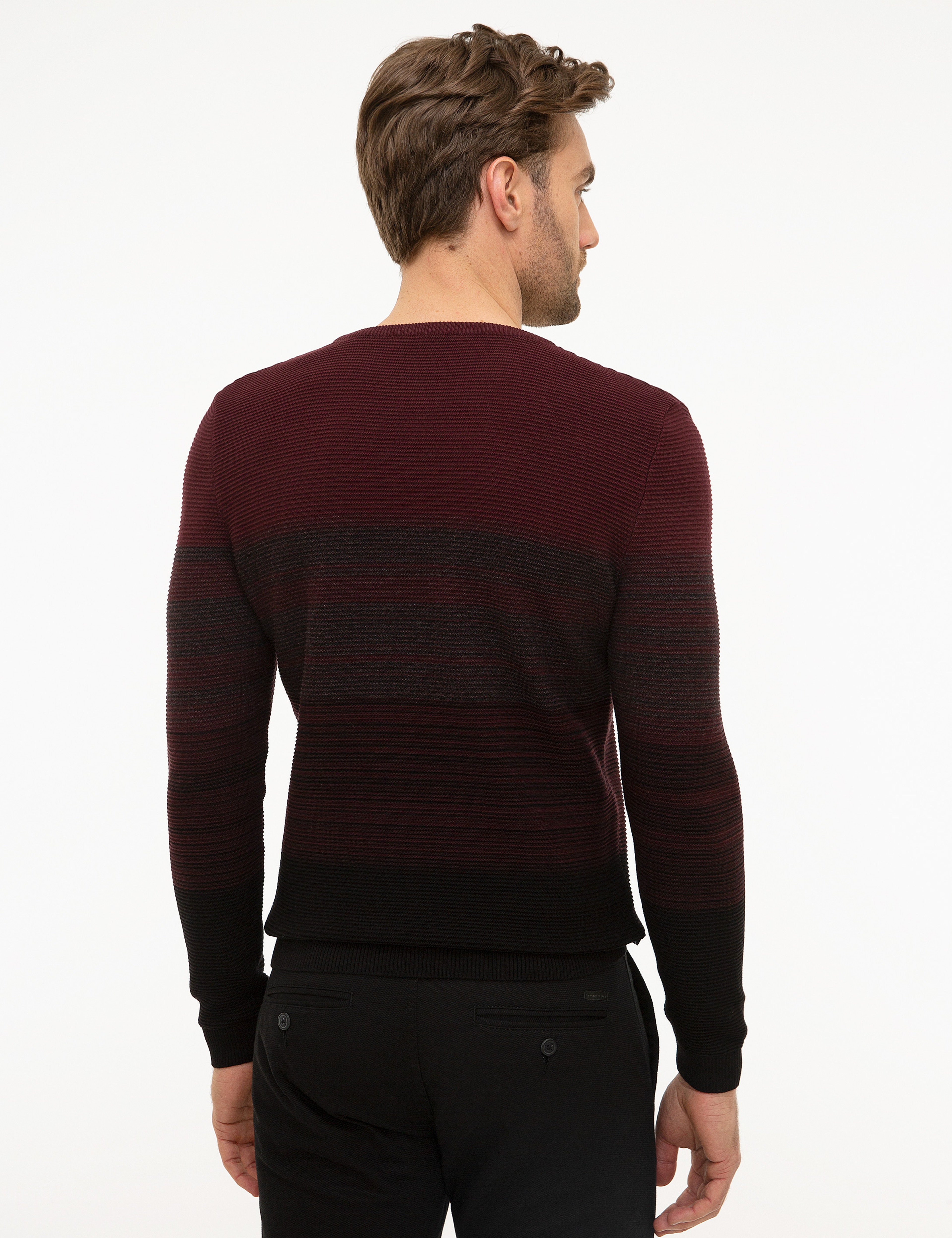 Antrasit Melanj Slim Fit Bisiklet Yaka Triko Kazak