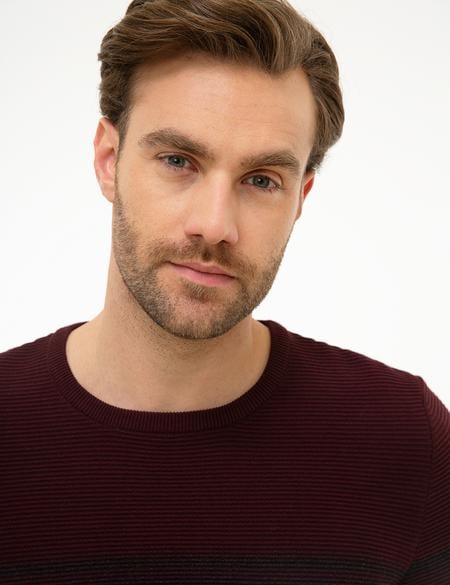 Antrasit Melanj Slim Fit Bisiklet Yaka Triko Kazak - 50214524022