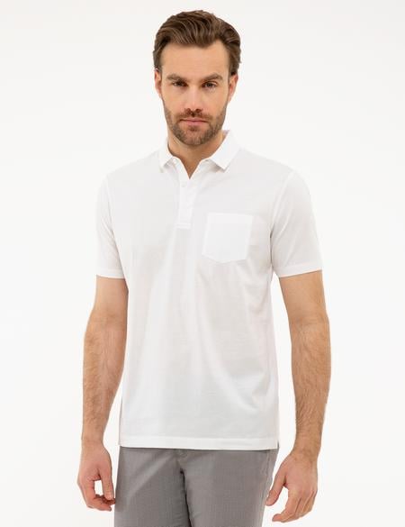 Beyaz Regular Fit Polo Yaka Basic Tişört - 50218620017