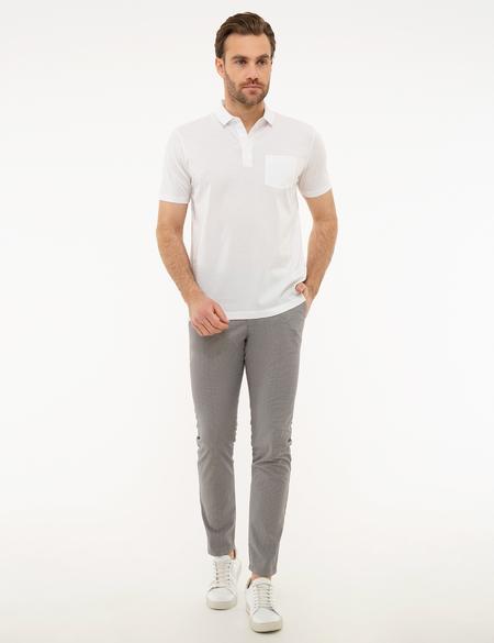 Beyaz Regular Fit Polo Yaka Basic Tişört - 50218620017