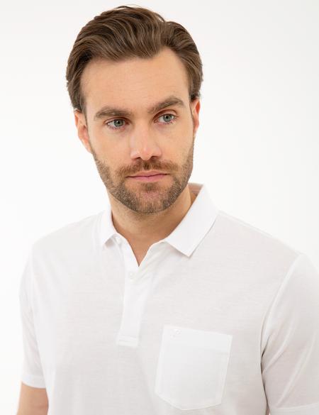 Beyaz Regular Fit Polo Yaka Basic Tişört - 50218620017