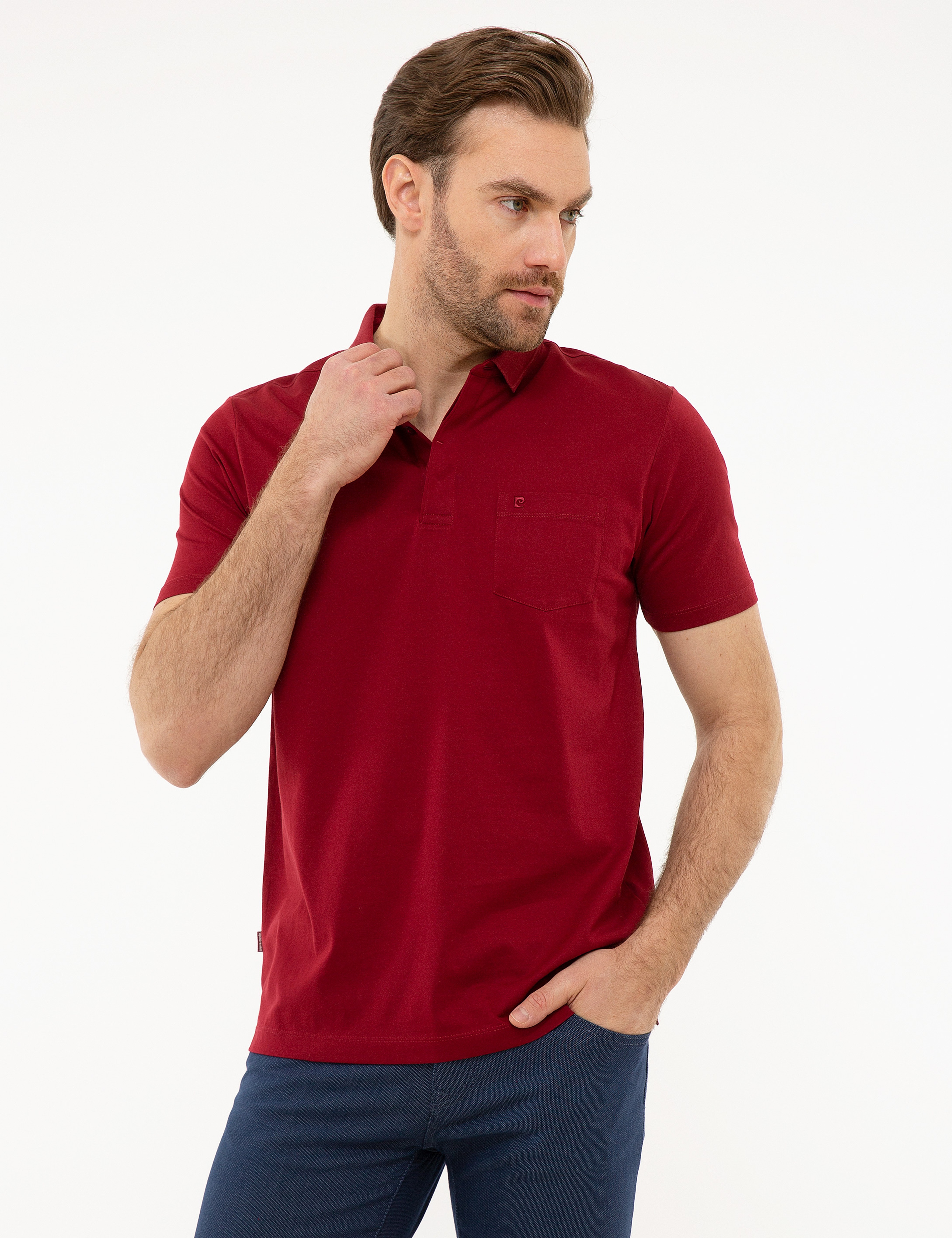 Bordo Regular Fit Basic Polo Yaka T-Shirt - Image 1