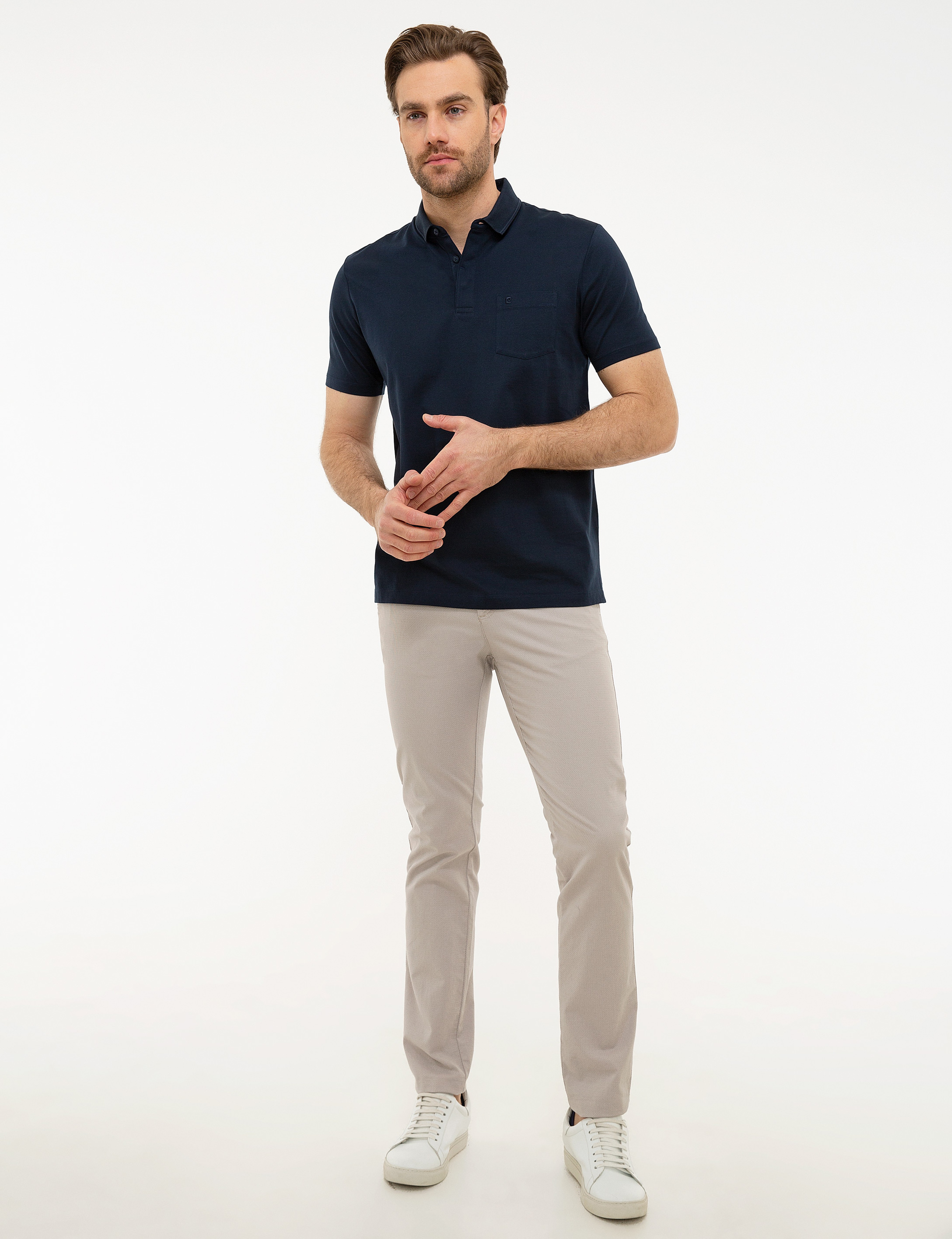 Koyu Lacivert Regular Fit Basic Tişört - Image 4
